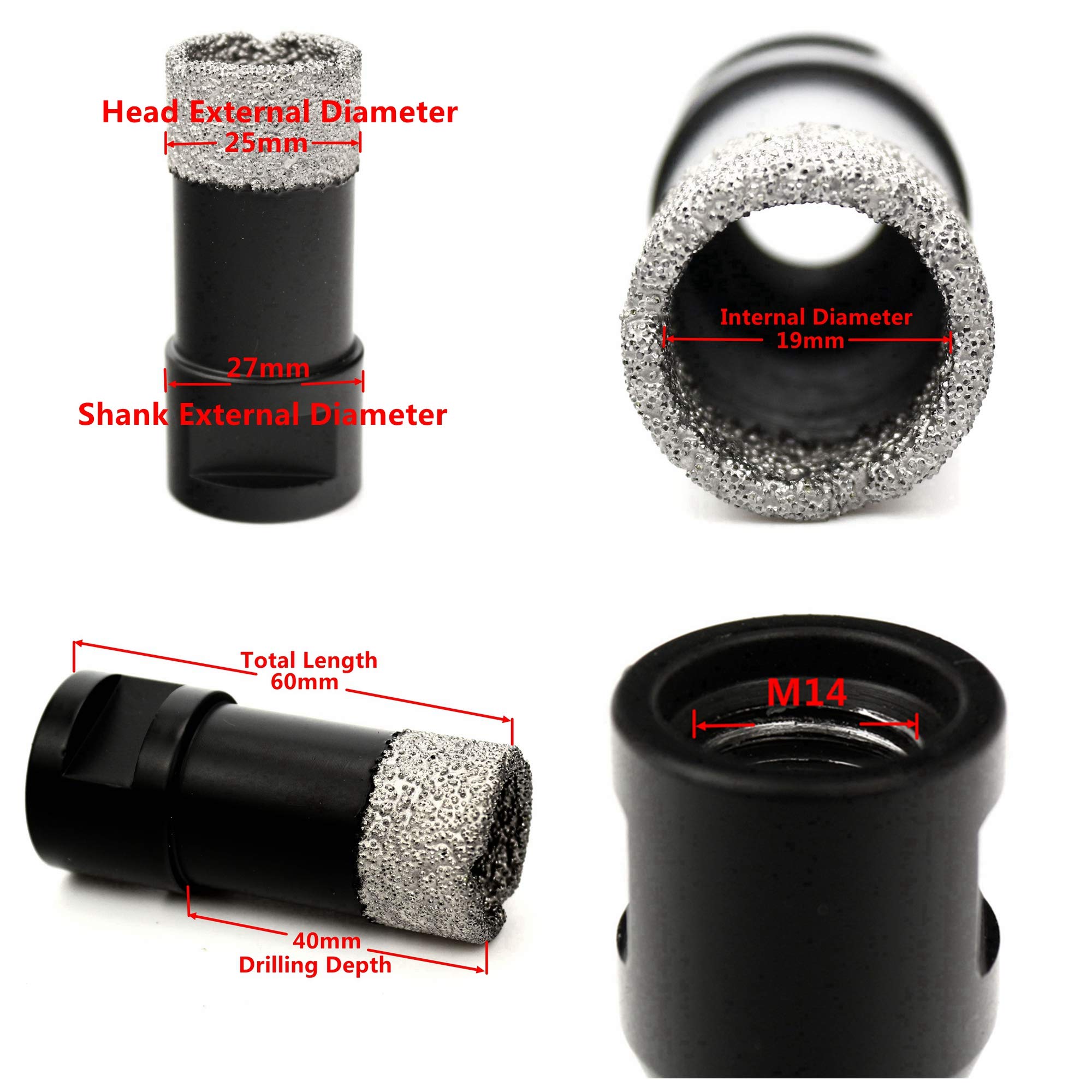 ILOVETOOL M14 25mm Granite Vacuum Brazed Diamond Core Drill Bits for Stone, Concrete, and Masonry - Perfect for Professional Construction, Renovation, and DIY Projects