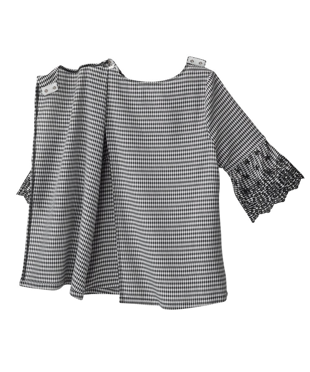 Women's Embroidered Bell Sleeve Open Back Blouse - Elegant Boho Chic Tops for Casual Outings & Date Nights