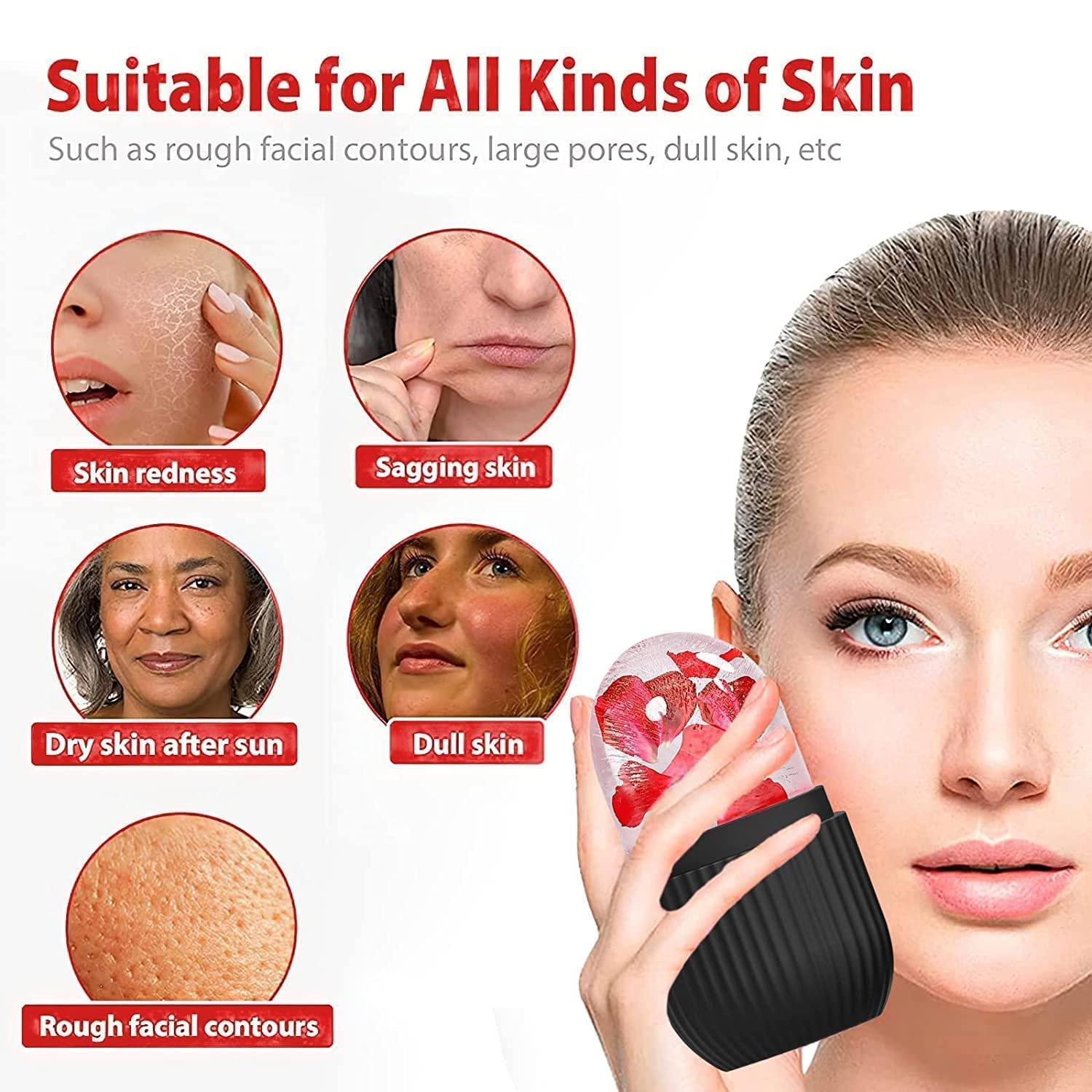 SNOFER Reusable Ice Roller for Face & Eyes - Skin Brightening, Glow Enhancing & Fine Line Reducing | Beauty DIY & Skincare Tool for Puffiness, Dark Circles & Morning Routine