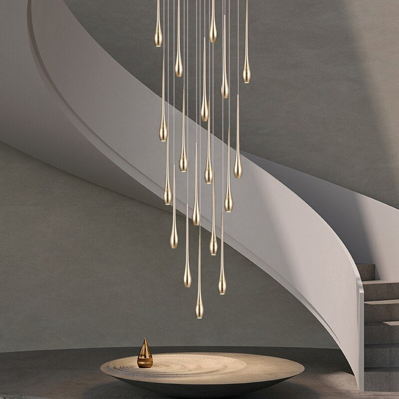 Elegant Staircase Chandelier - Modern Circular Cone Design Crystal Pendant Light for Hallway, Foyer & Stairwell - Perfect for Home Decor & Luxury Ambience Lighting