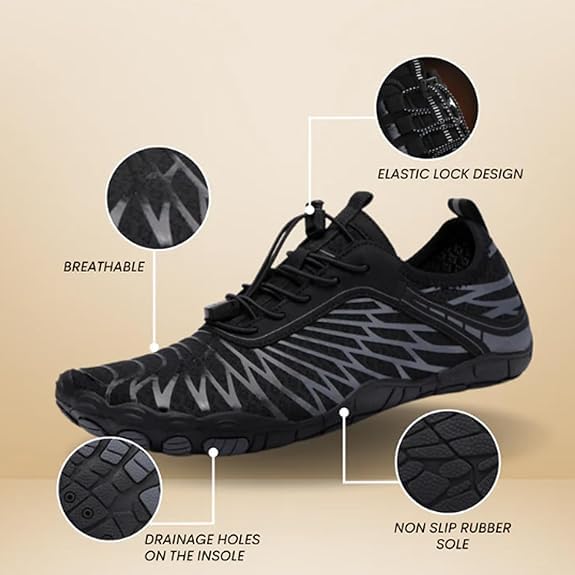 **Barefoot Shoes for Women & Men - Healthy, Non-Slip, Lightweight & Flexible - Unisex Black (Size 9/9.5) | Perfect for Running, Hiking & Everyday Comfort**