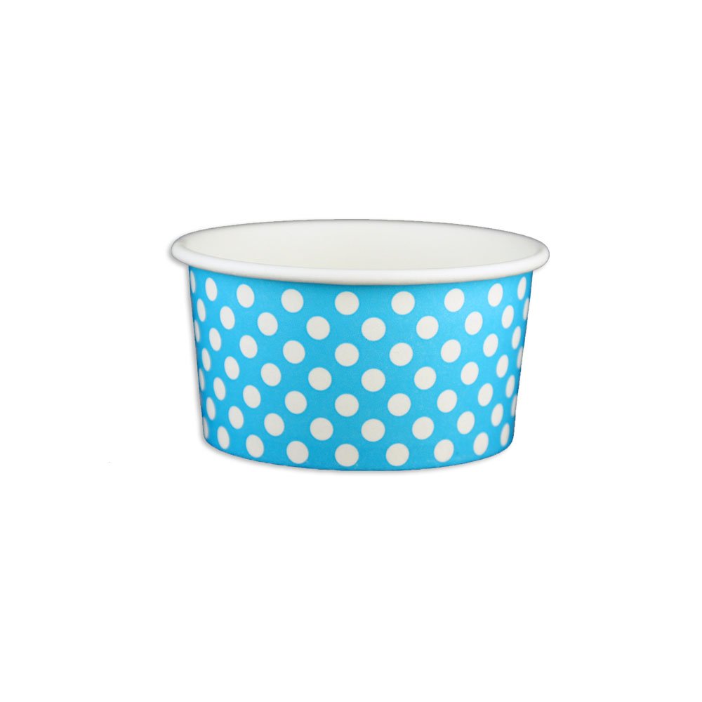 6 oz Yogurt Paper Cups - 1000 Count Bulk Pack (Polka Dot Blue) - Disposable Party Cups for Ice Cream, Desserts, and Snacks