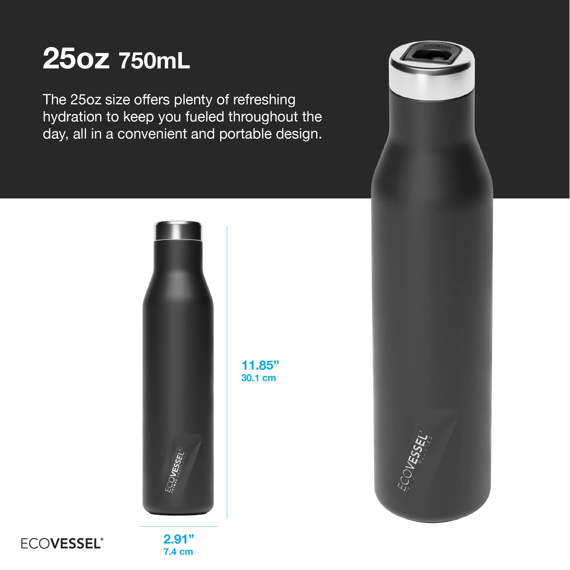 EcoVessel ASPEN 25 oz Stainless Steel Insulated Water Bottle with Leak-Proof Lid & Non-Slip Base - BPA Free Vacuum Flask for Hot/Cold Drinks - Perfect for Hiking, Gym, Office & Travel (White Pearl)