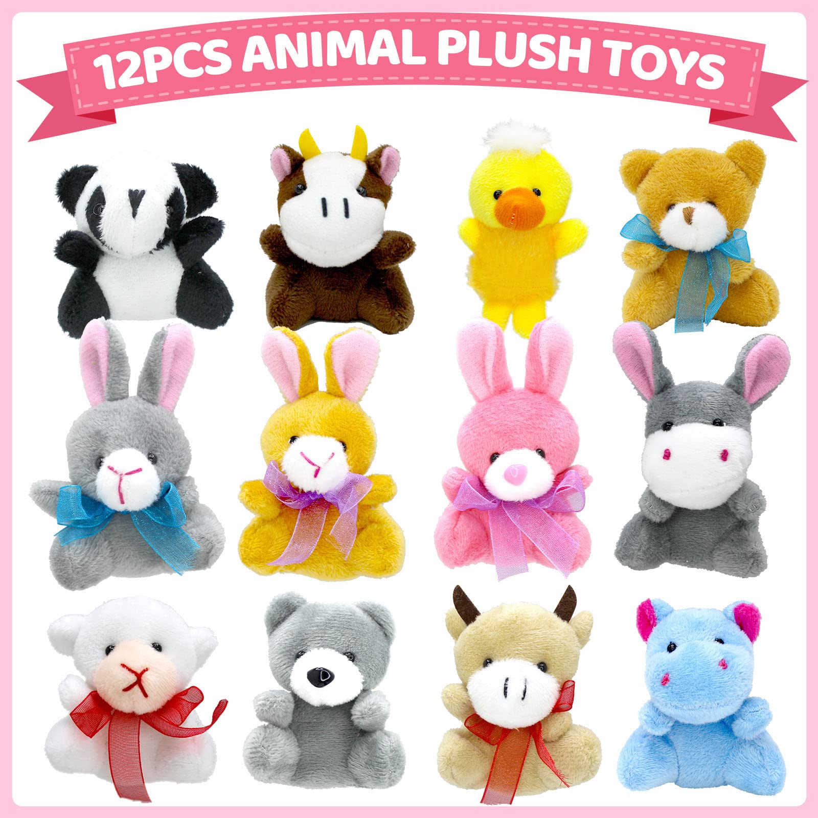 12PCS Filled Easter Eggs with Plush Animal Toys Inside - Prefilled Easter Eggs for Easter Egg Hunt, Easter Basket Stuffers, Classroom Prizes - Perfect for Easter Party Games, Kids Gift Baskets & Spring Celebrations