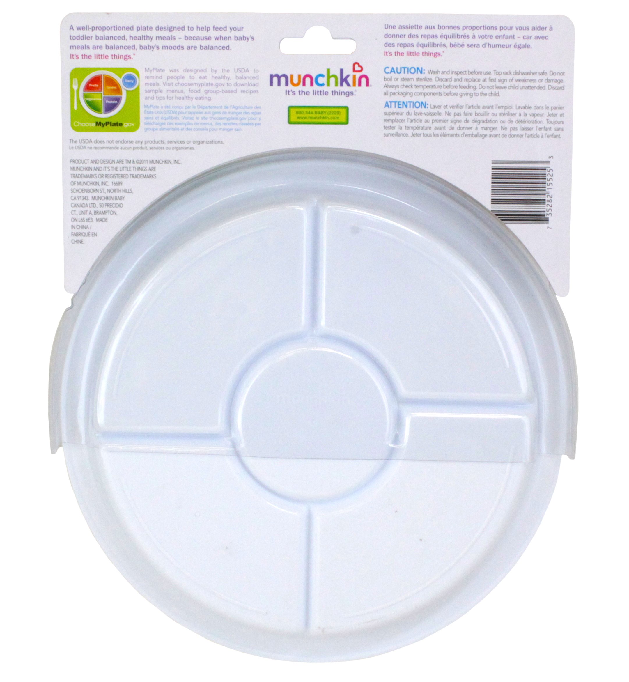 Munchkin Balanced Meal Toddler Plate - BPA-Free Divided Kids Dish for Healthy Eating - Perfect for Daycare, Home & Travel Use