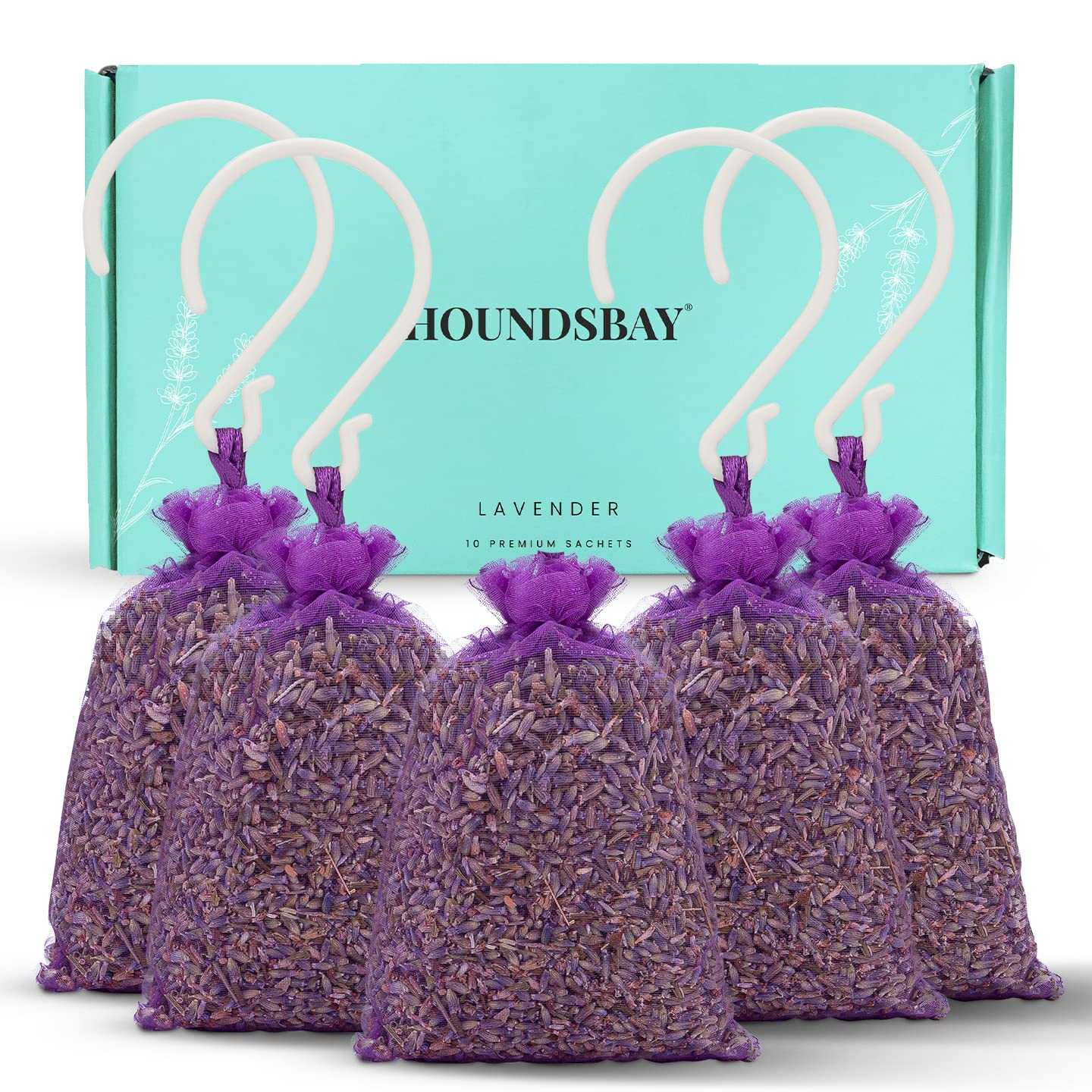 10 Pack Lavender Sachet Bags - Premium Scented Drawer Liners with Hanging Hooks | Natural Aromatherapy for Closet, Dresser, Car, Gym Bag & Travel | Freshen Small Spaces & Eliminate Odors