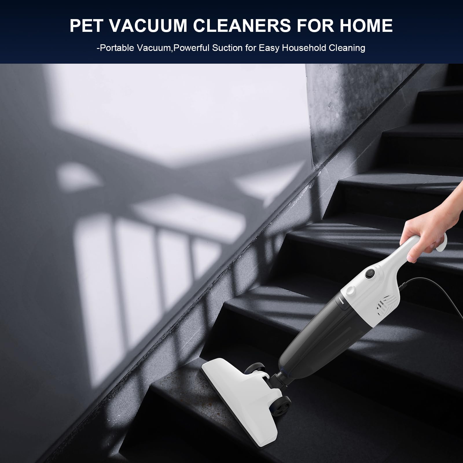 Powerful Corded Stick Vacuum Cleaner for Pet Hair & Hardwood Floors - Home & Car Use