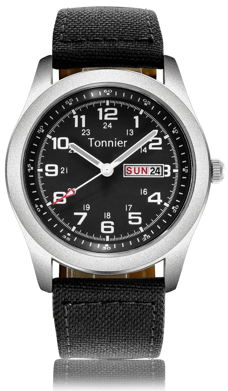 Tonnier Men's Weekender Analog Canvas Strap Watch - Casual & Business Timepiece for Travel, Office, and Everyday Wear