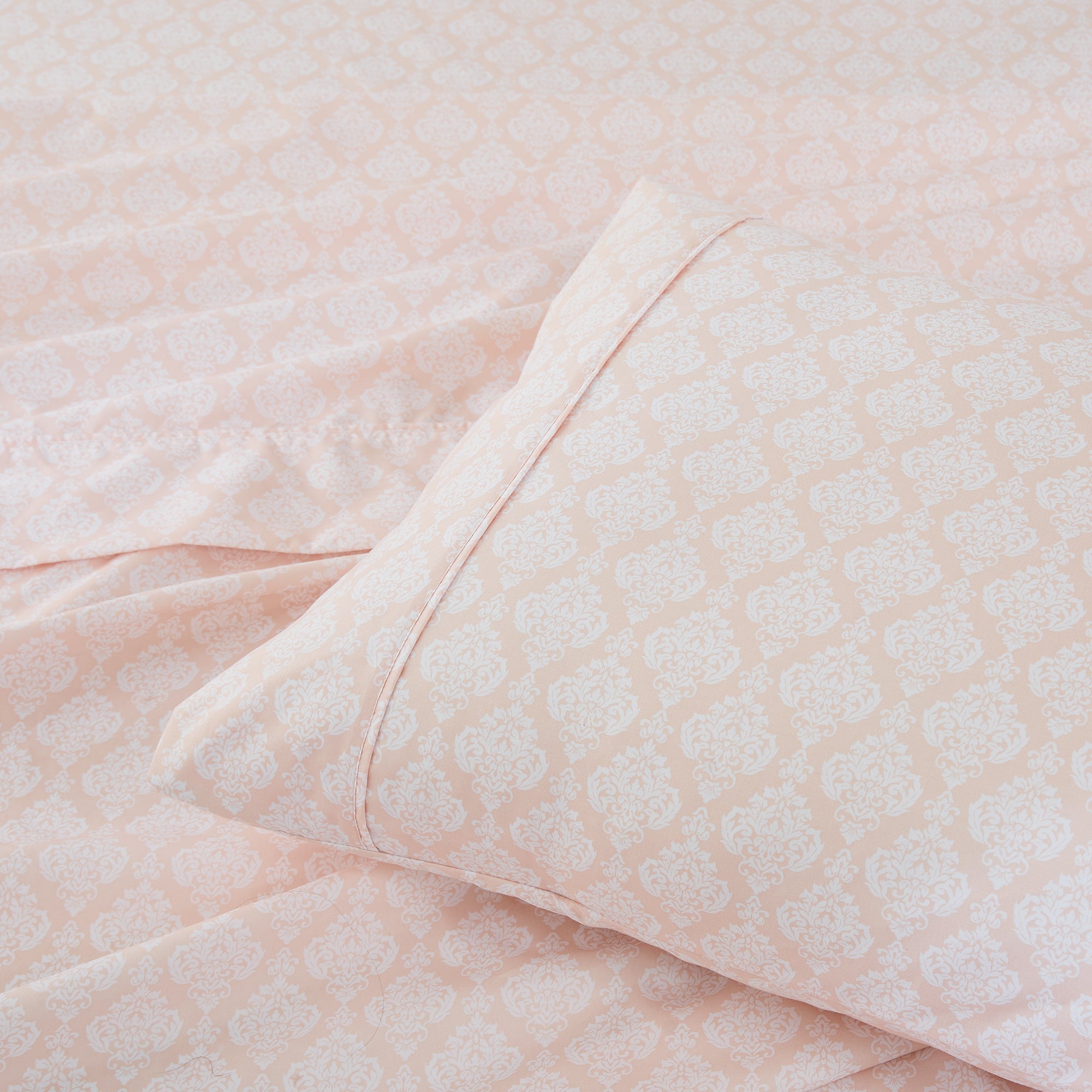 Luxury Romer Damask Sheet Set - 100% Cotton, King Size, Wrinkle-Free - Perfect for Master Bedroom, Guest Room & Hotel Use