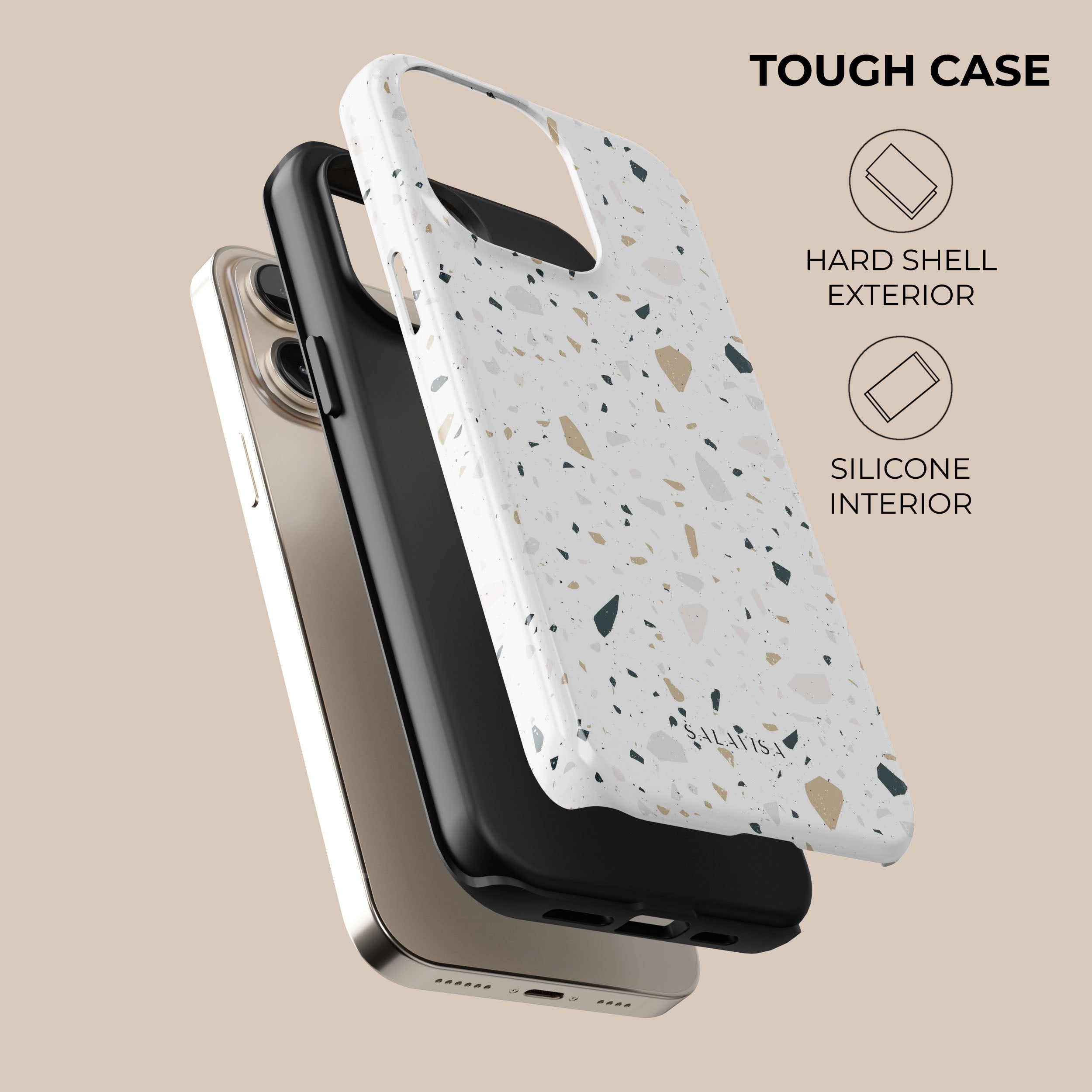 Stylish Lightweight Terrazzo Pattern Phone Case - Durable Shockproof Cover for iPhone 15/14/13/12/11 Pro Max XR XS X 8 7 Plus - Perfect for Everyday Use, Travel & Outdoor Activities