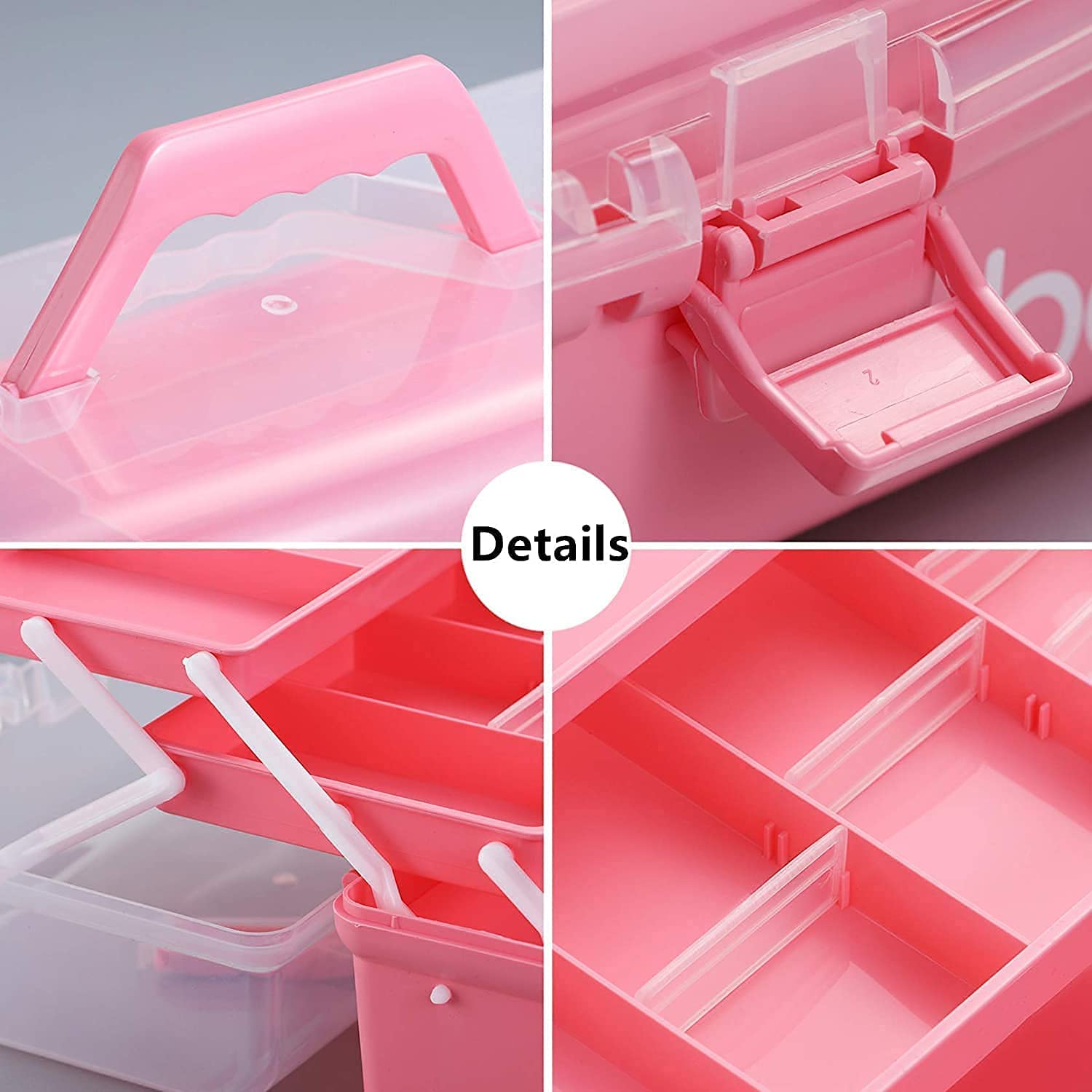 Ansawi 3-Layer Multipurpose Plastic Storage Box with Handle - Portable Tool Organizer Case for Artists, Students & DIY Crafts | Perfect for Art Supplies, Drawing Tools & Workshop Organization