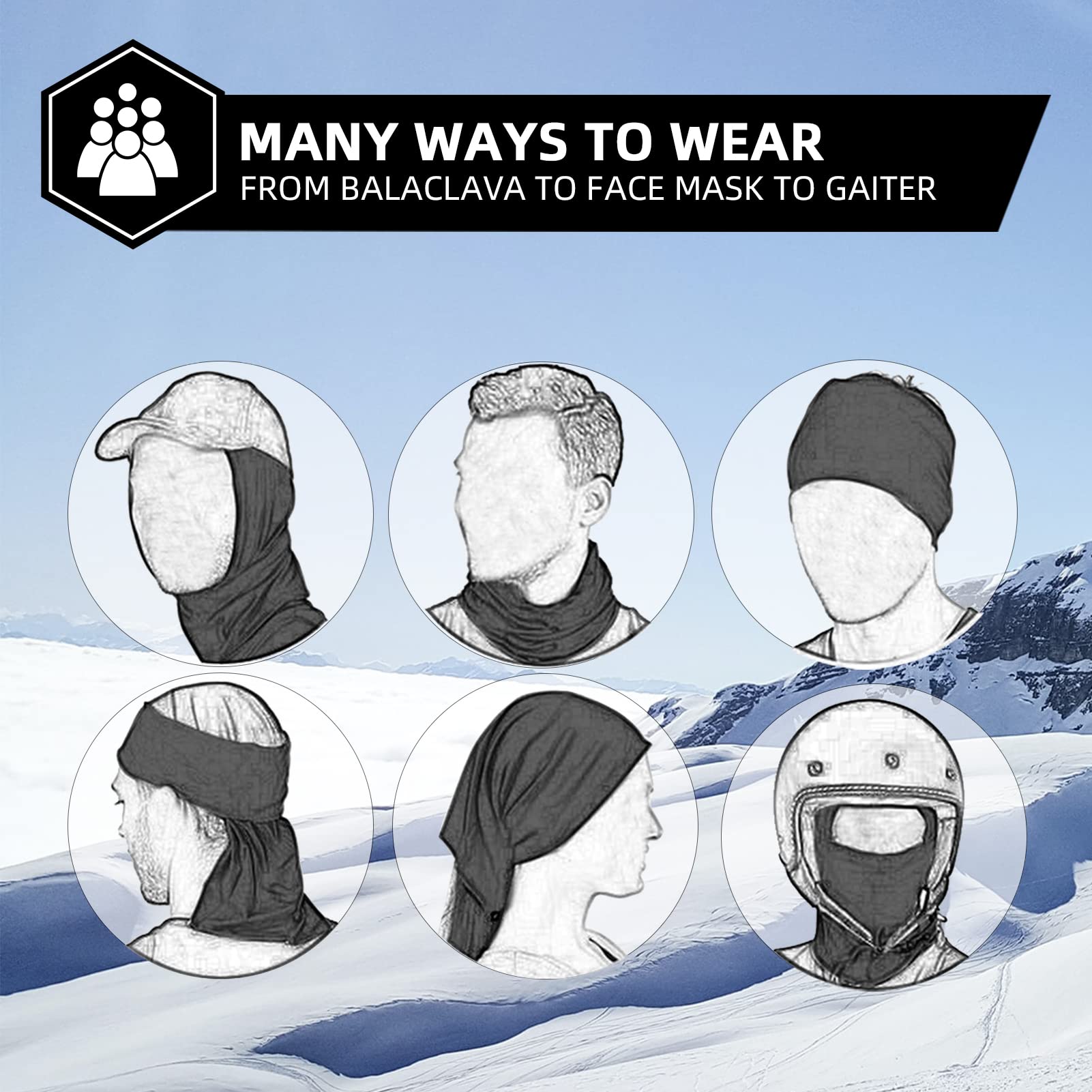 ROCKBROS Windproof Thermal Balaclava Ski Mask for Men & Women - Cold Weather Neck Warmer Hood for Cycling, Skiing, Snowboarding & Outdoor Winter Activities
