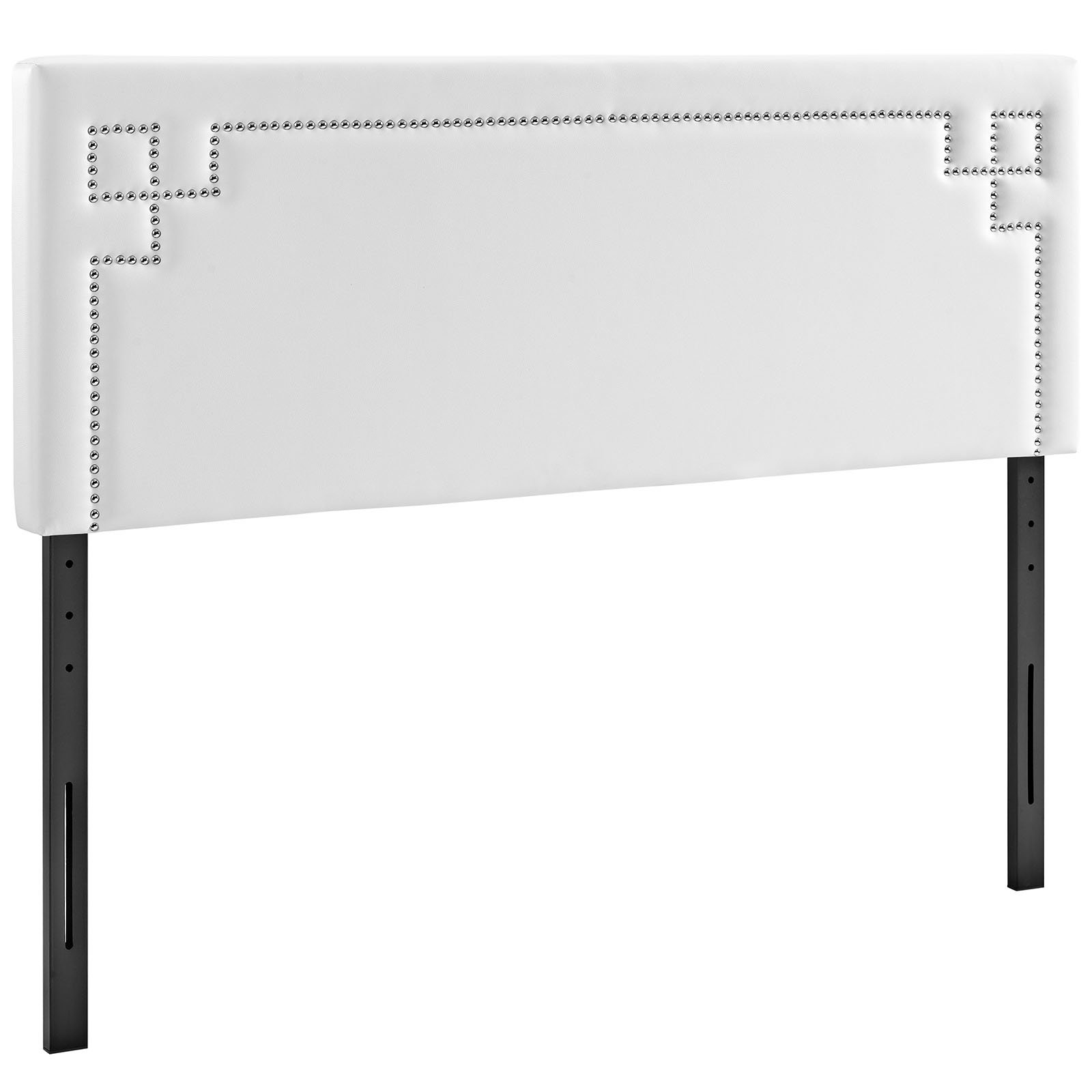 Modway Josie White Faux Leather Upholstered Queen Size Headboard with Nailhead Trim - Elegant Bedroom Decor for Modern Master or Guest Room