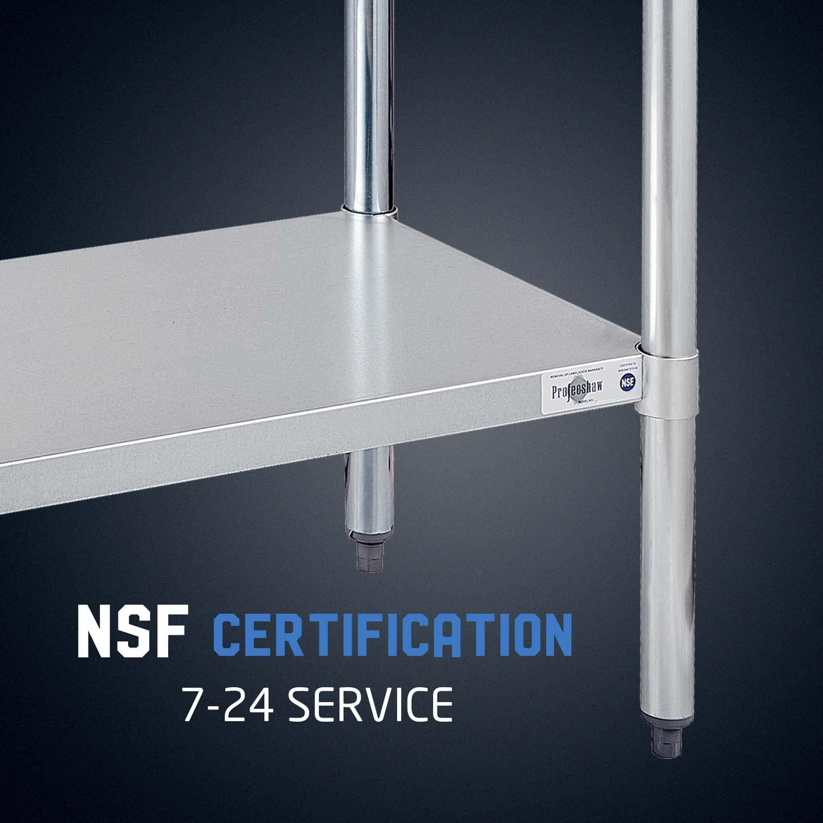 Professional NSF Certified 30x36 Inch Stainless Steel Prep Table with Backsplash & Undershelf - Heavy Duty Commercial Work Table for Kitchen, Restaurant, Bakery & Food Service Use