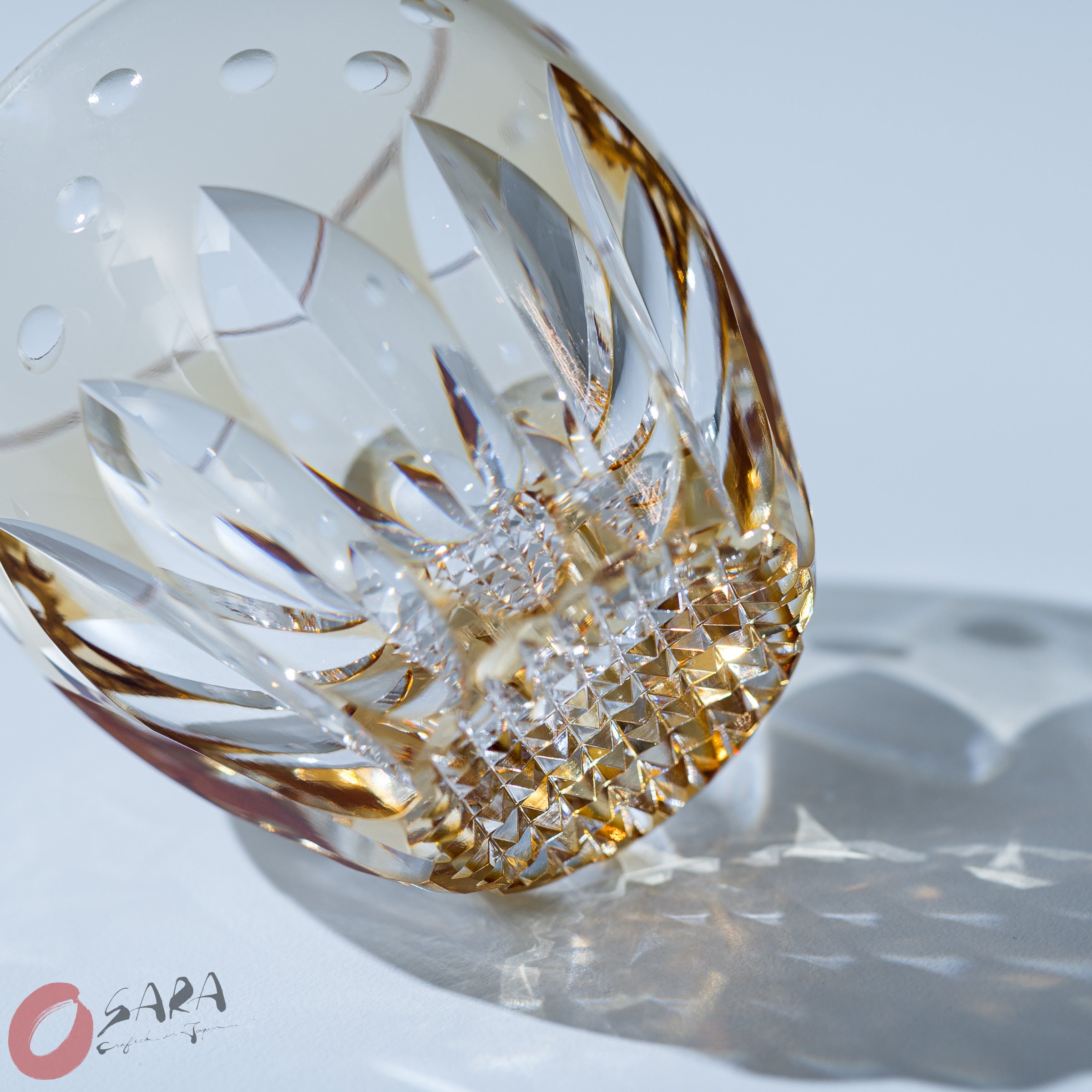 Premium KAGAMI Crystal Sake Glass Set - Elegant Sunflower Design - Japanese Style Drinking Cup for Sake, Cocktails & Wine - Perfect for Dinner Parties, Gifts & Home Bar Decor