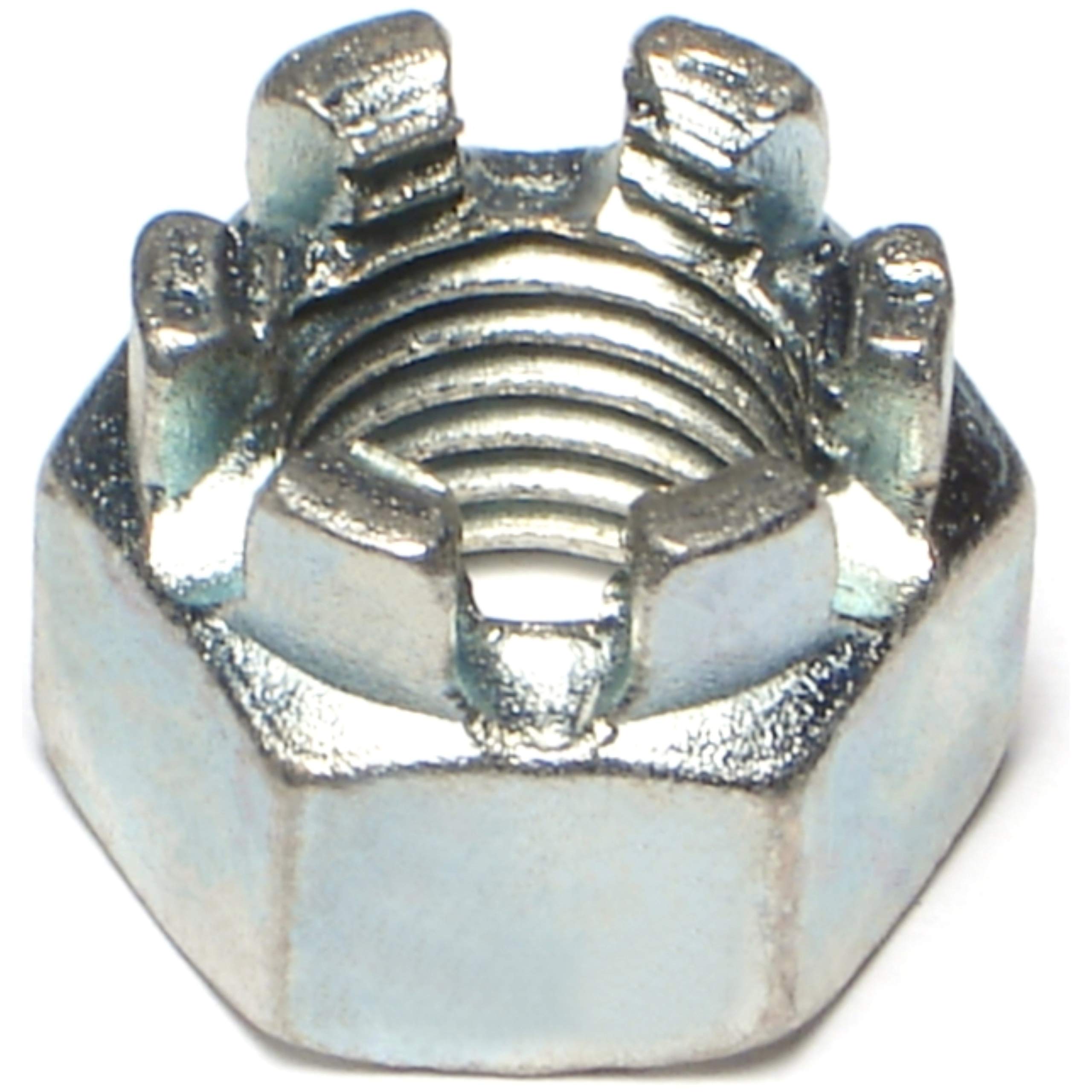 16mm-2.00 Castle Nuts (Pack of 5) - Zinc Plated Steel Lock Nuts for Automotive, Machinery & DIY Projects - Secure Fastening Solution for Wheels, Axles and Mechanical Assemblies