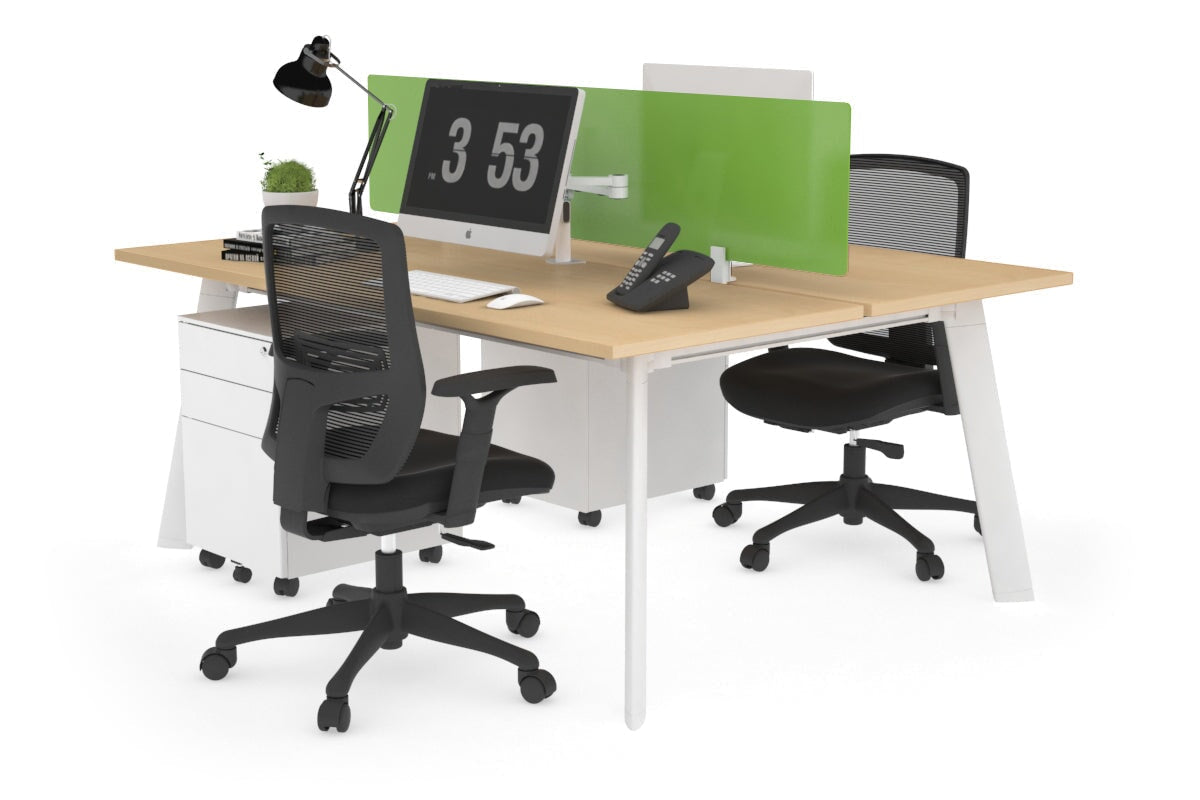 2-Person Workstation with White Frame - 1800L x 700W - Perfect for Office, Home Office, and Collaborative Workspaces
