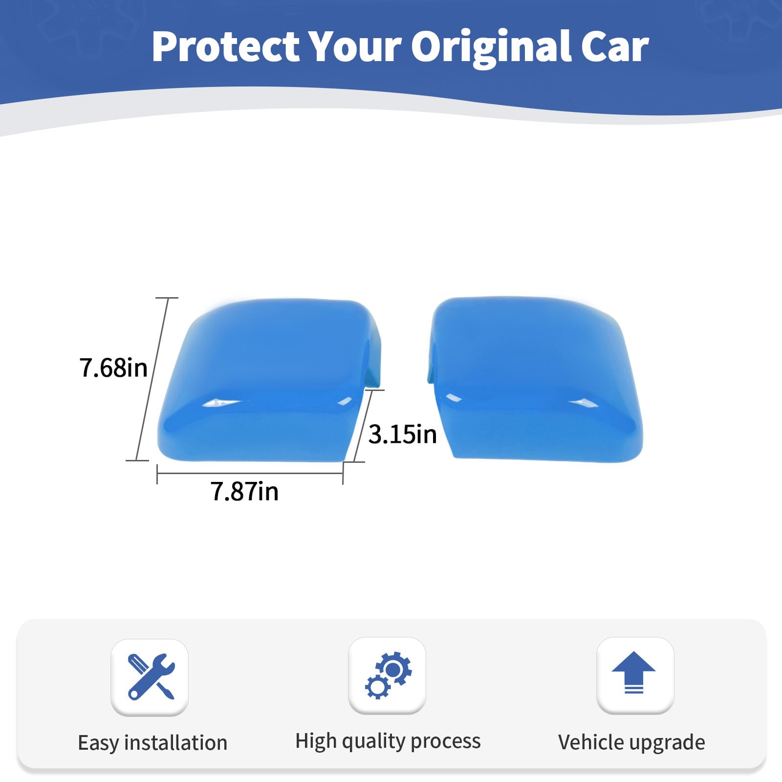 RT-TCZ Baby Blue Side Mirror Cover Trim for Jeep Wrangler JL JLU & Gladiator JT (2018-2024) - Exterior Accessories 2pcs - Enhance Style & Protection for Off-Road Adventures