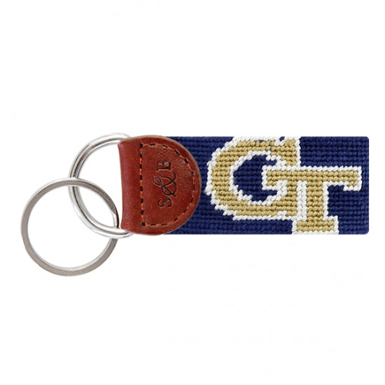 Georgia Tech Needlepoint Keychain - Personalized College Key Fob for GT Alumni & Fans - Perfect for Keys, Backpacks & Gifts (Yellow Jackets Theme)