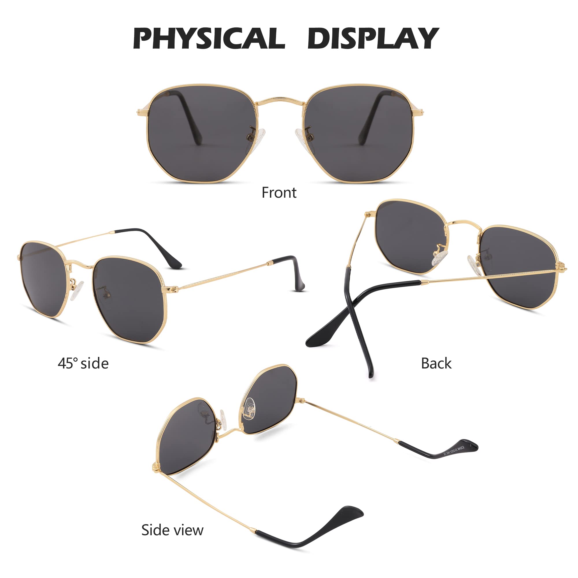 Acme Polarized Hexagon Sunglasses for Women & Men - UV Protection Square Metal Frame Sunglasses for Driving, Beach & Outdoor Activities