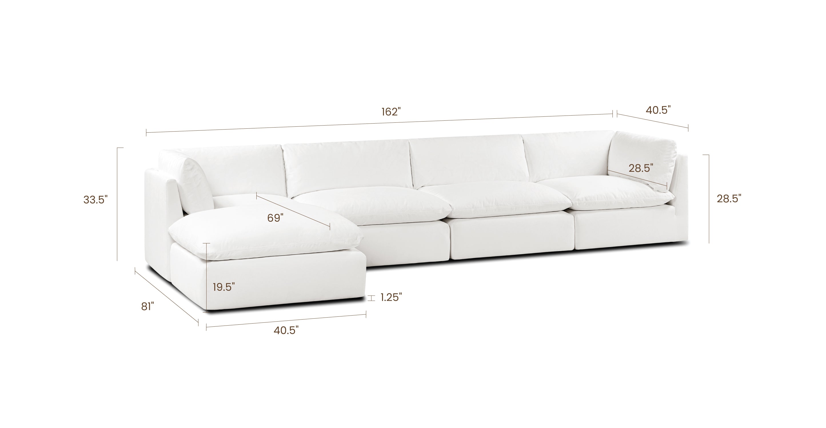 5-Seat Davos Modular L-Shaped Sectional Sofa - Modern Living Room Furniture for Small Spaces & Apartments | Comfortable & Stylish Home Decor