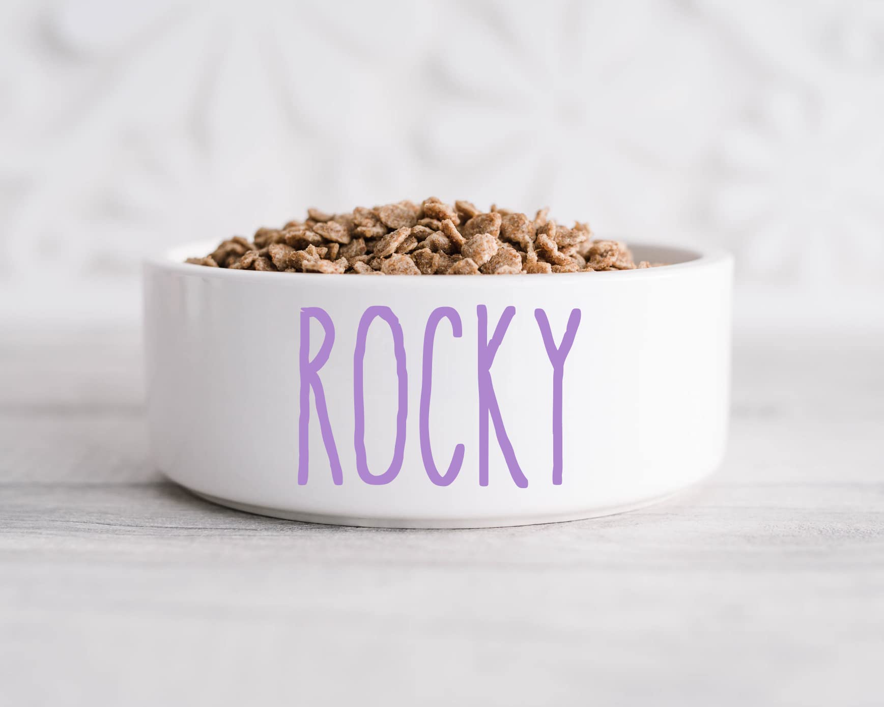 Custom Personalized Pet Bowl with Name - Ceramic Dog & Cat Food Water Dish - Small & Large Sizes - Orchid Purple - Perfect for Feeding Pets at Home or Travel