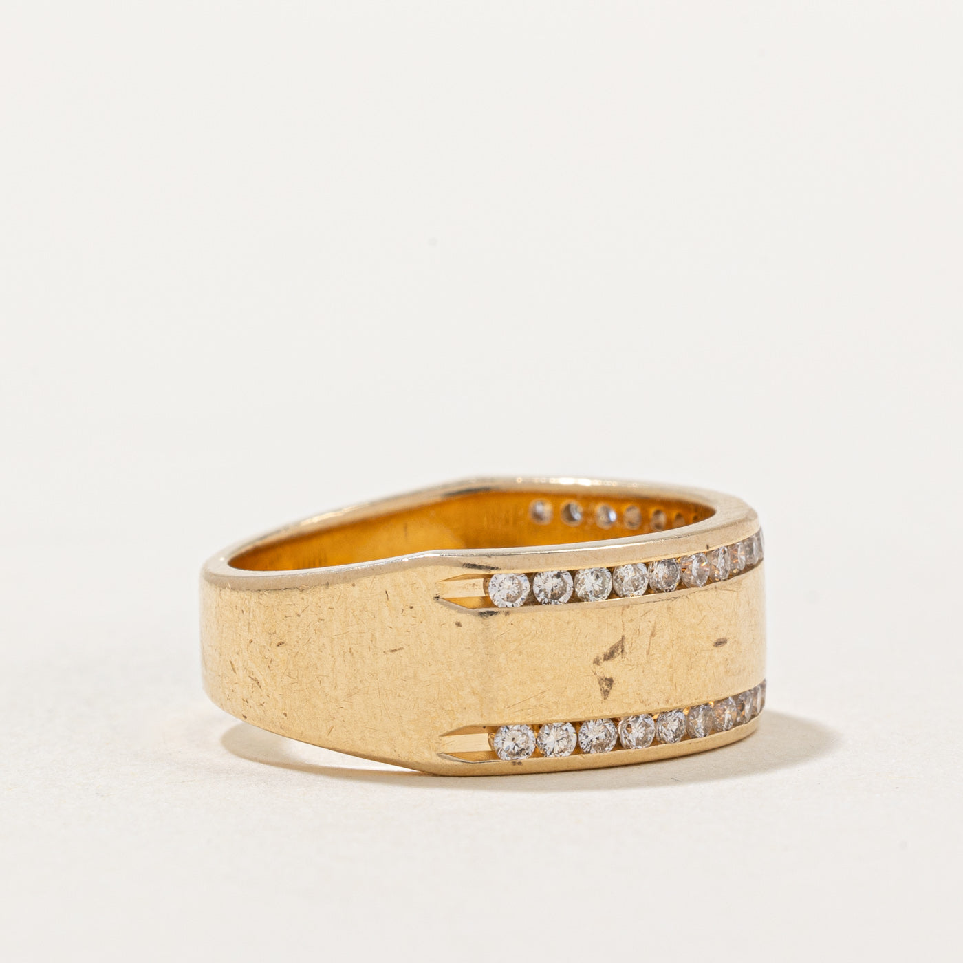 0.42ctw Diamond Edged Cigar Band Ring - Size 6.5 - Elegant Wedding Band, Anniversary Gift & Luxury Jewelry for Men & Women