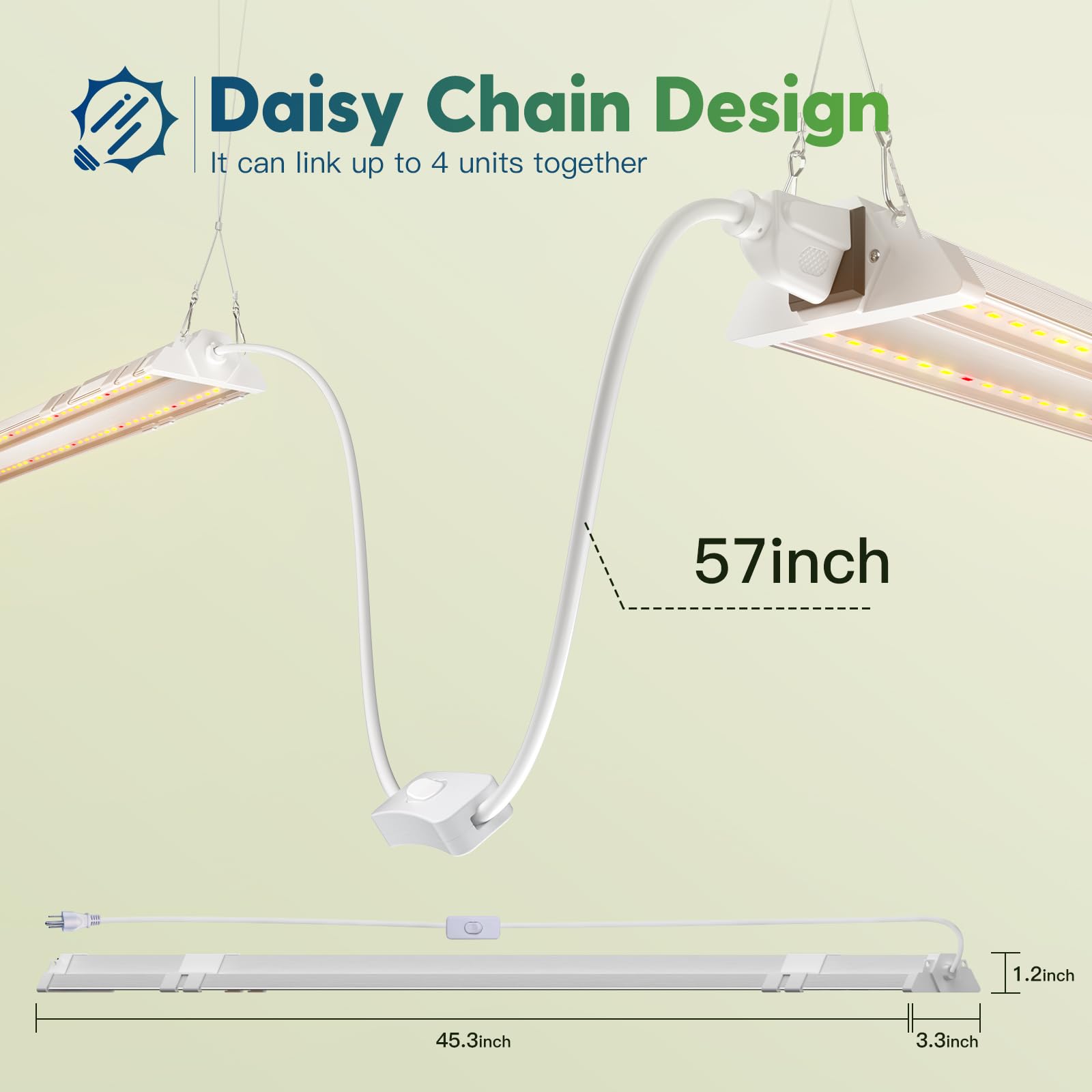 FREELICHT 6 Pack 4ft LED Grow Light, 60W (350W Equivalent) - Full Spectrum Sunlike Plant Light for Hydroponics, Indoor Plants, Succulents, Seedlings, Veg & Flower | Plug-in with On/Off Switch | Perfect for Greenhouses, Grow Tents & Home Gardening