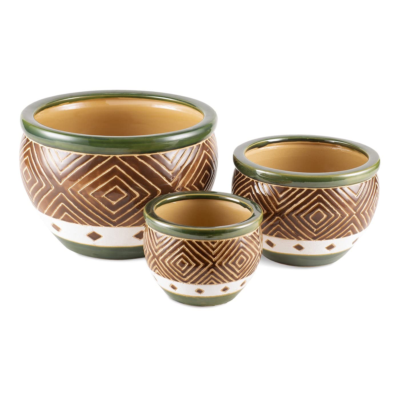 Jade Planters Trio Set - 3 Pack Ceramic Succulent Pots for Home & Office Decor - Perfect for Indoor Plants, Succulents, Cacti, and Small Flowers