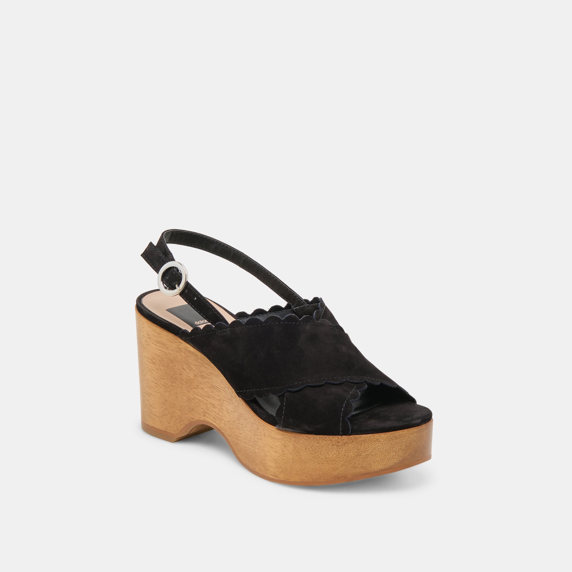DILION Women's Black Nubuck Wedge Sandals - Comfortable Casual & Dressy Shoes for Summer, Beach, and Office Wear