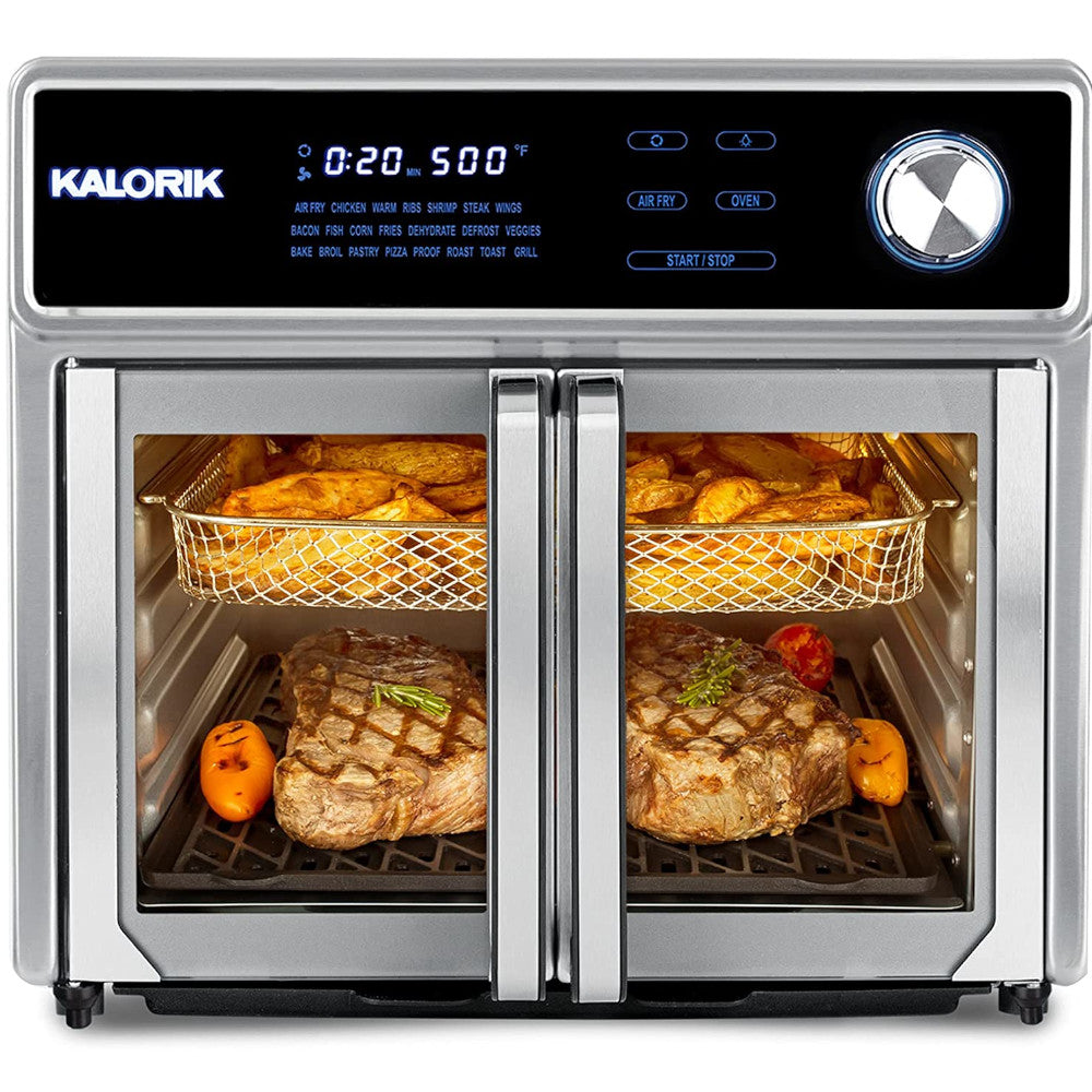 KALORIK MAXX Digital Air Fryer Oven Grill - 12-in-1 Countertop Convection Oven with Rotisserie & Dehydrator | Factory Certified Refurbished with 1-Year Warranty | Perfect for Healthy Cooking, Baking, Roasting & Meal Prep (Model AFO47631SS2)