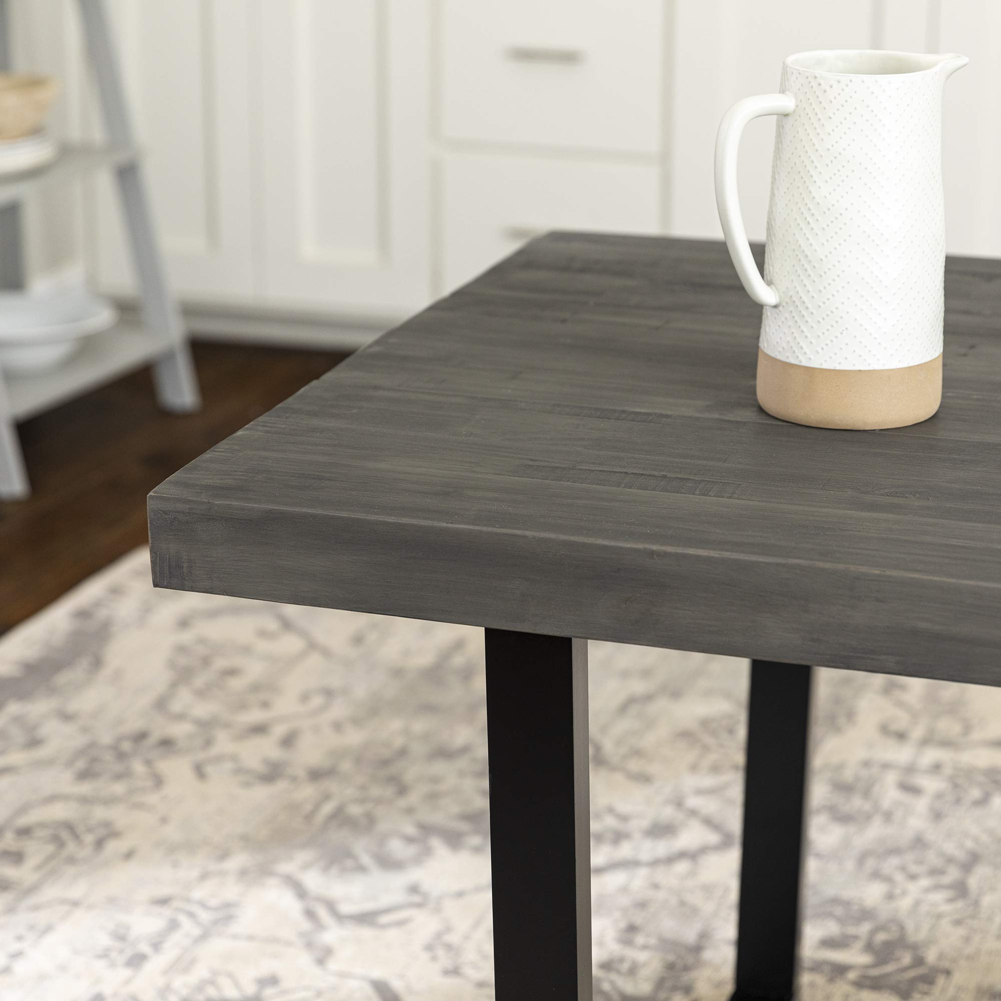 Walker Edison Andre Modern Solid Wood Dining Table, 52 Inch, Grey - Perfect for Kitchen, Dining Room, and Small Space Homes