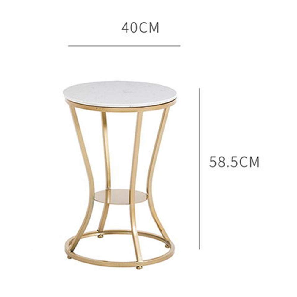Nordic Metal Storage Sofa Table with Marble Tabletop - Sturdy & Durable Living Room End Table, Bedroom Side Table - Perfect for Small Spaces, Apartment Decor & Coffee Table Alternative (White)