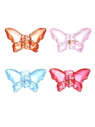Kairangi 4-Piece Women's Hair Claw Clips Set - Large Butterfly Hair Clutches with Crystal Effects in Multicolor | Perfect for Updos, Ponytails & Everyday Hairstyles | Hair Accessories Gift for Women & Girls