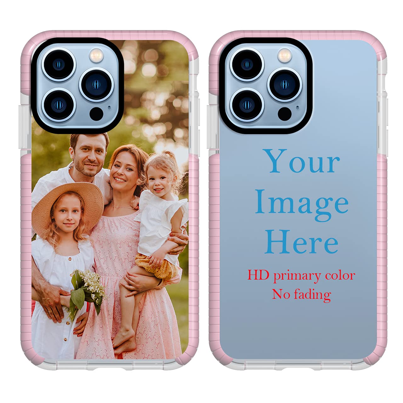 Custom iPhone 13 Pro Max Phone Case - Personalized Photo/Text/Name - Anti-Scratch Shockproof Soft TPU Protective Cover (Pink) - Perfect for Everyday Use, Travel & Gift Giving