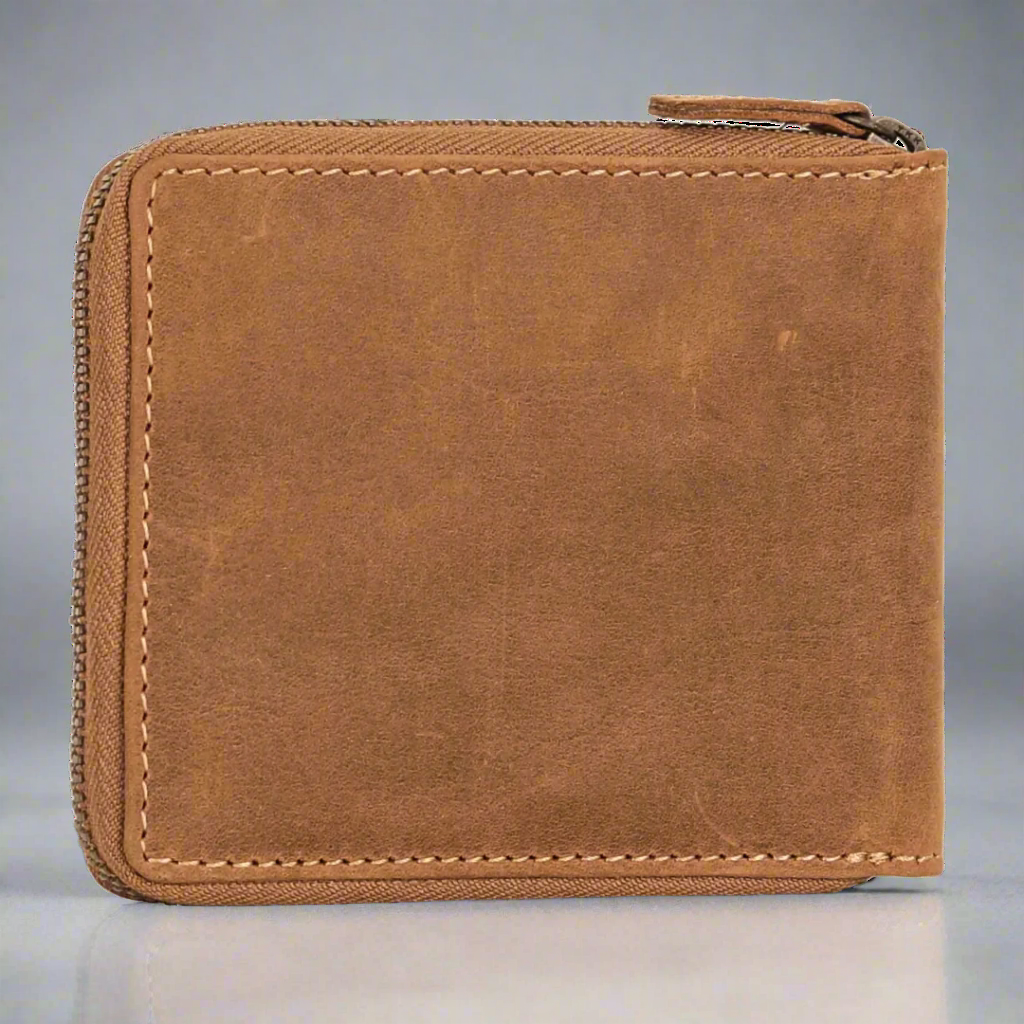 MET Hunter Genuine Leather Zip Around Wallet for Men - RFID Blocking, Multiple Card Slots & ID Window - Perfect for Travel, Business & Everyday Use