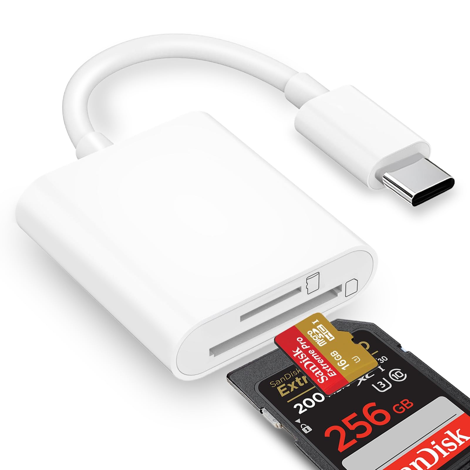 USB C SD Card Reader - Type C Memory Card Adapter for iPhone 16/15, MacBook Pro/Air, Chromebook, Galaxy - Supports Micro SD/TF/SIM Cards - Fast Data Transfer for Digital Cameras, Laptops & USB-C Devices (Perfect for Photographers & Travelers)