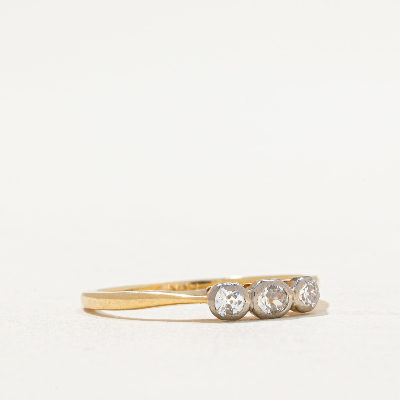 Antique Three Stone Old European Cut Diamond Ring | 0.18ctw | Size 6.5 | Vintage Engagement Ring, Wedding Band, Anniversary Gift for Her