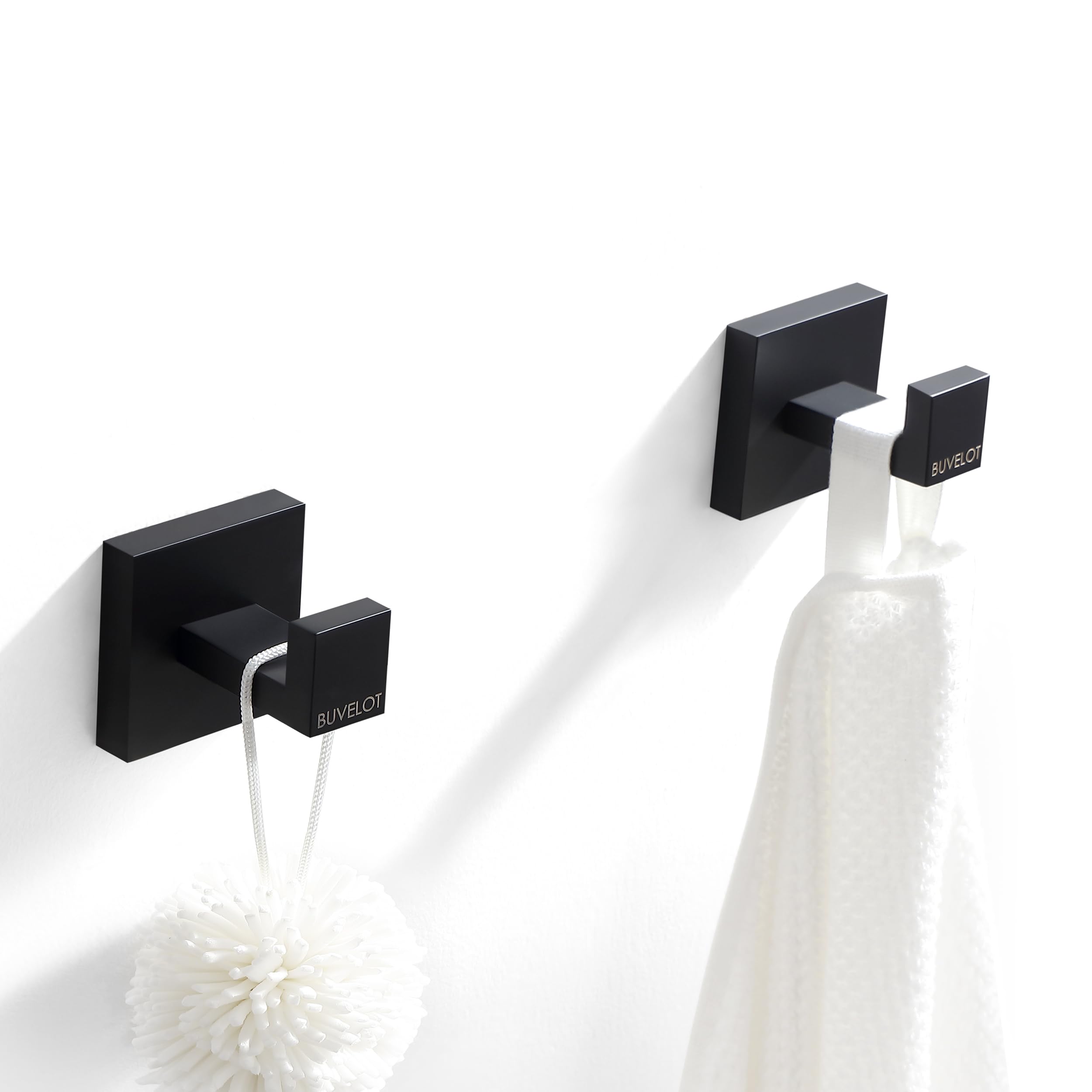 5-Piece Matte Black Bathroom Hardware Set - Towel Bar, Robe Hook, Toilet Paper Holder - Modern Wall-Mounted Bathroom Accessories for Home & Hotel Use
