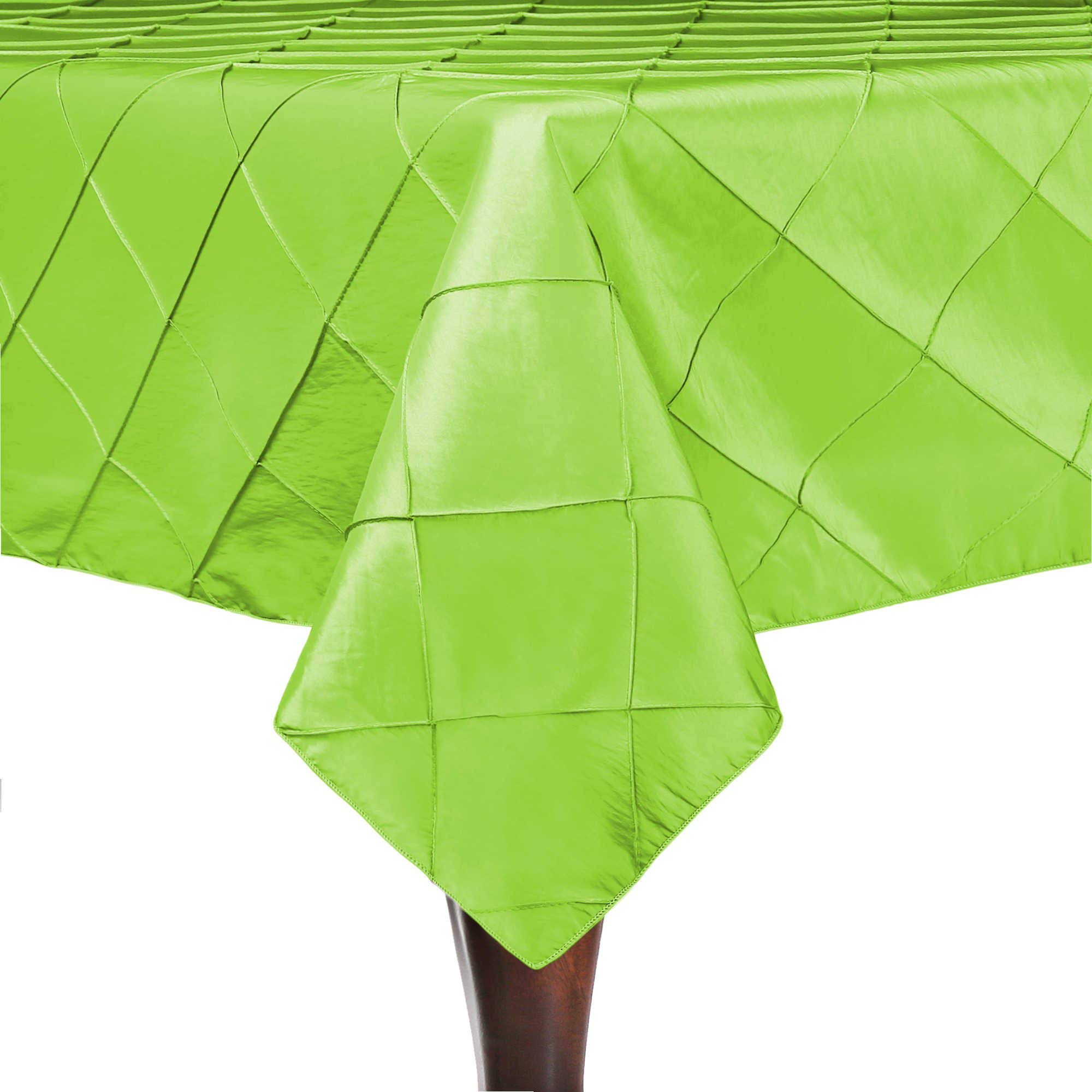 5-Pack Embroidered Pintuck Taffeta Tablecloth 60x108 Inch - Apple Lime Green Rectangular Table Linens for Wedding, Party & Dining Room Decor
