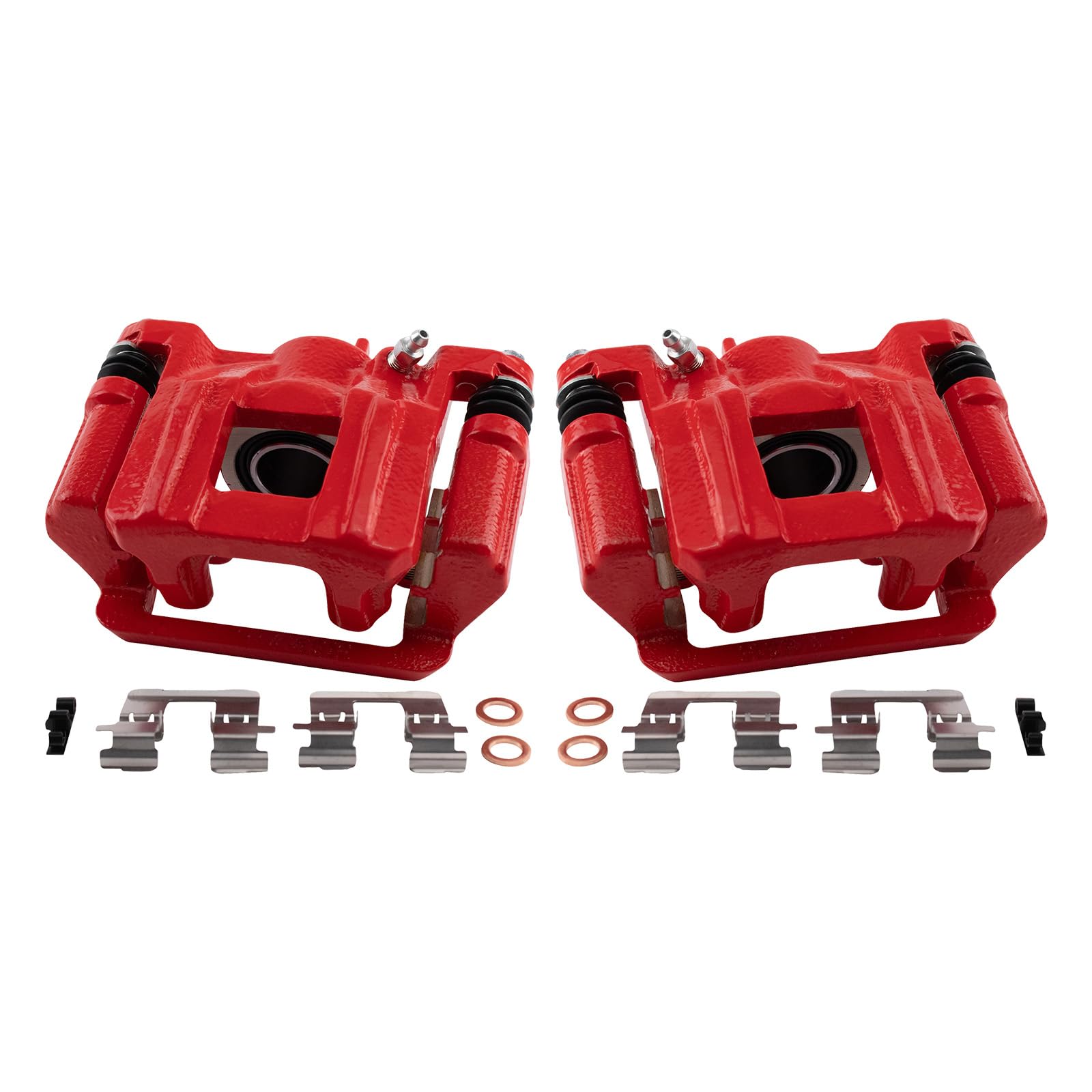 TRQ Red Rear Performance Brake Caliper Set - Compatible with 2009-2015 Honda Pilot | High-Performance Braking for SUVs & Off-Road Adventures
