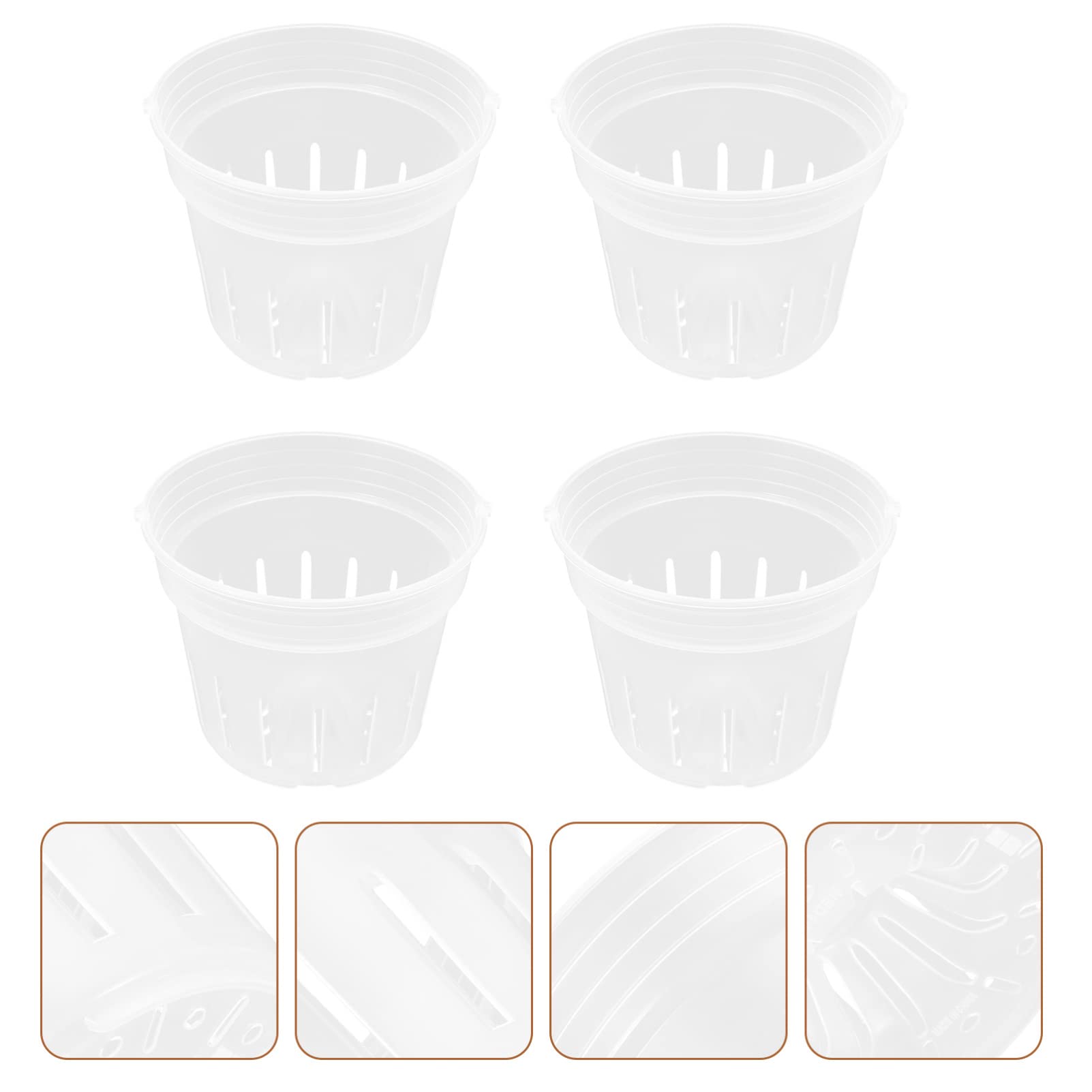 DOITOOL 4-Pack Clear Plastic Hanging Orchid Pots with Drainage Holes - Slotted Flower Planters for Indoor & Outdoor Orchids, Home Garden, and Plant Growing Starter Kit