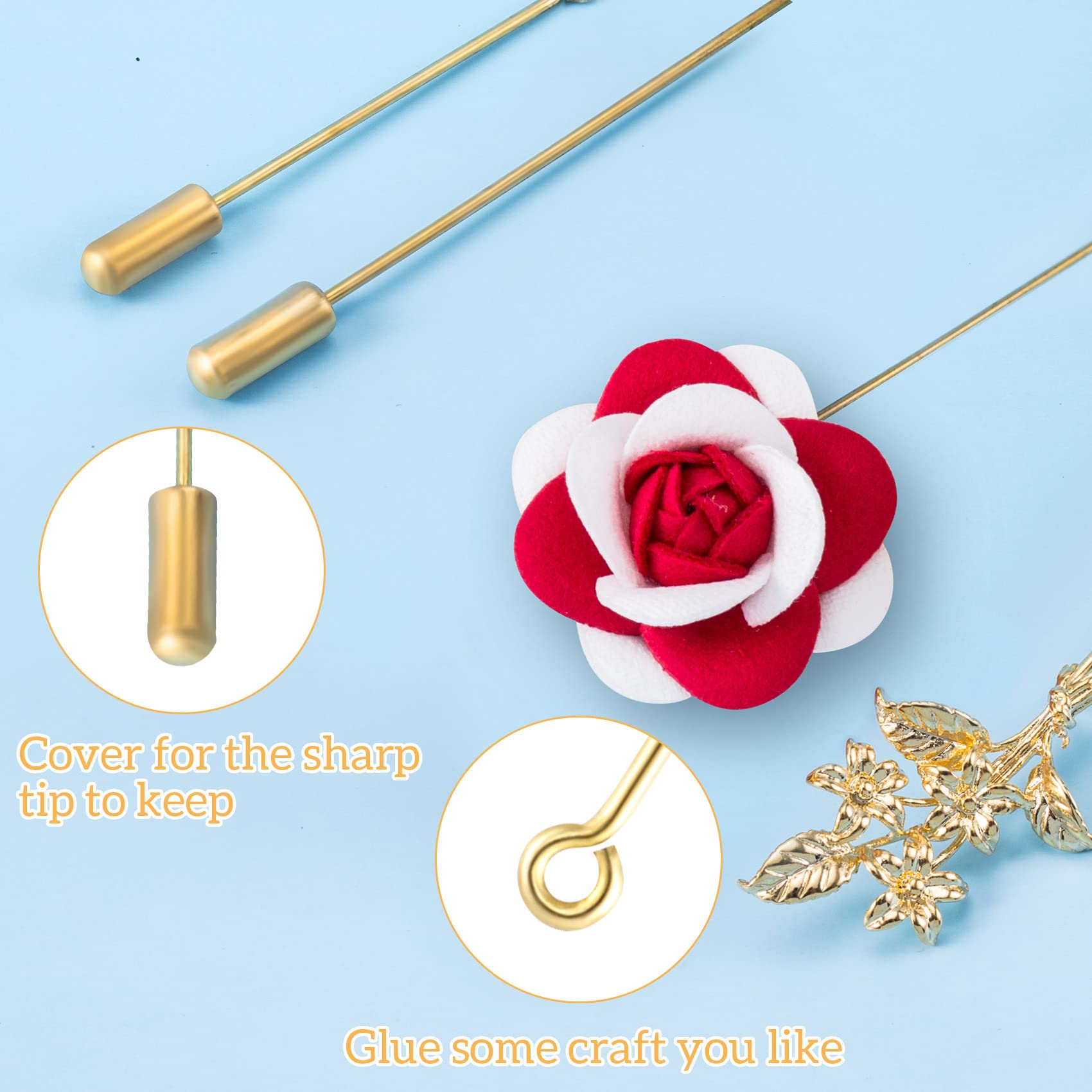 90pcs Boutonniere Pins with Cap, 1.77 Inch Copper Stick Pins for Wedding Bouquets, Corsages, Jewelry Making - Antique Gold Eye Pins with Clutches (4.5cm) - Perfect for DIY Crafts, Floral Arrangements & Bridal Accessories