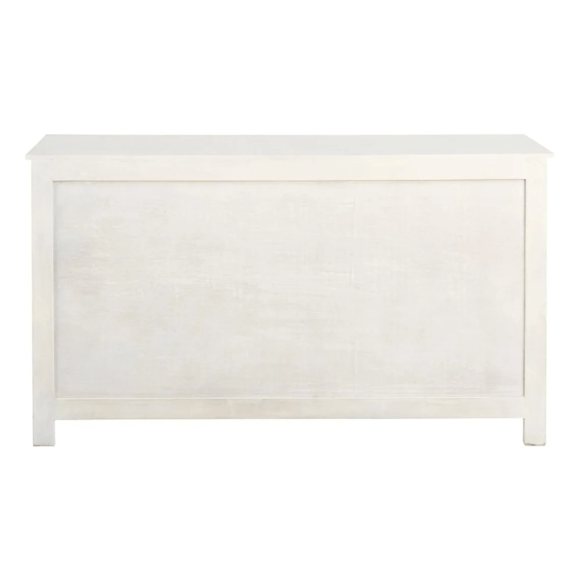Hand Carved White Solid Wood Four Door Sideboard Buffet Cabinet - Elegant Dining Room Storage for China, Silverware & Linens