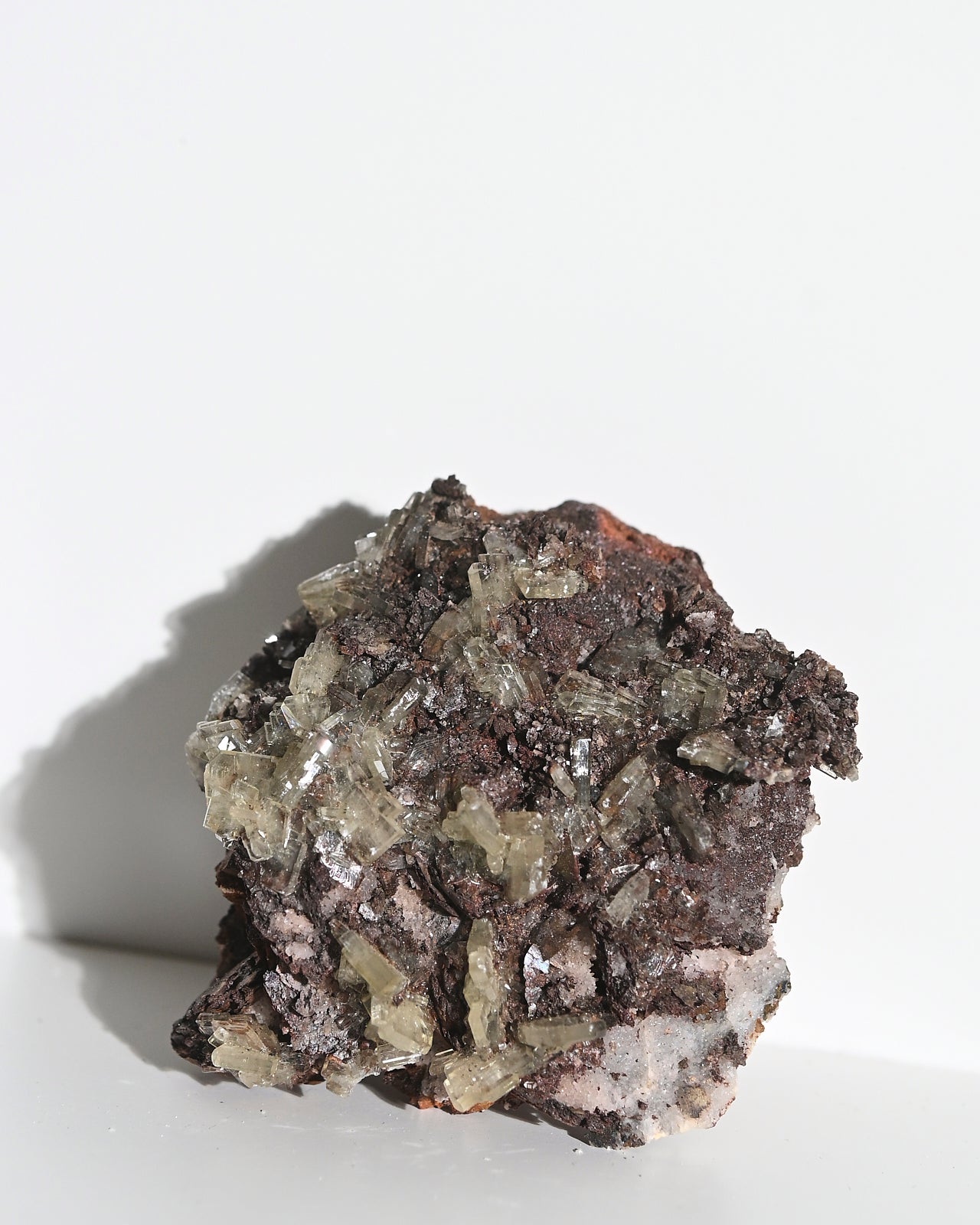 Natural Moroccan Crystalline Barite with Garnet Specimen - Mineral Collection, Healing Crystal, Home Decor & Gift Idea for Rock Enthusiasts