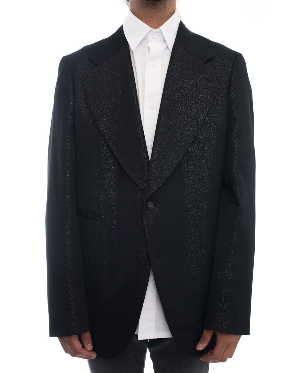 Comme des Garcons Homme Plus Black Shimmer Jacket for Men - Stylish Designer Coat for Night Out & Special Occasions