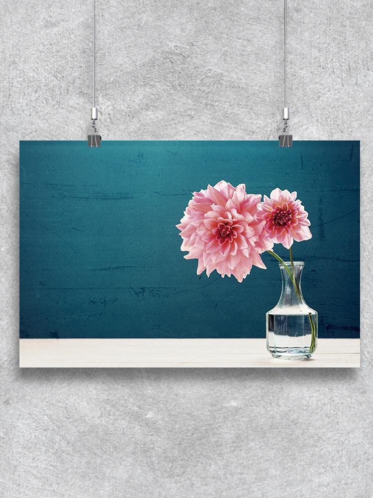 Pink Flowers in Glass Vase Wall Art Print - Elegant Floral Home Decor for Living Room, Bedroom & Office