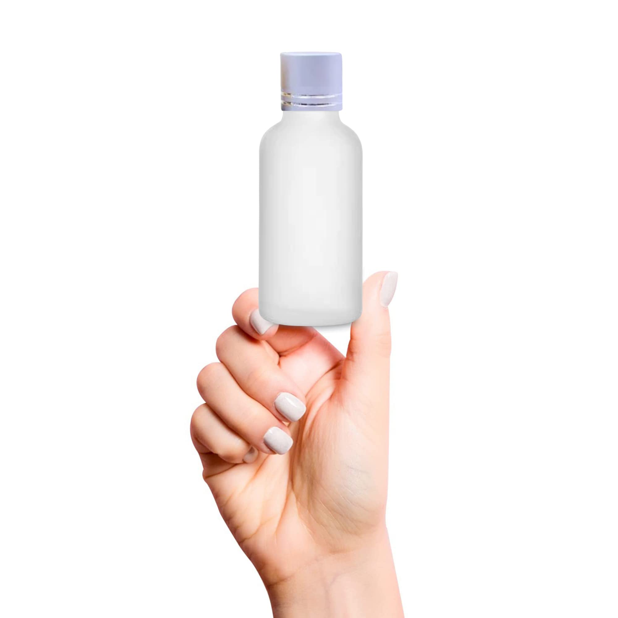 Refillable 30ml Clear Frosted Glass Bottles with Silver Cap & V Drop Nozzle - 2 Pack for Essential Oils, Serums, Cosmetics | Travel-Friendly Skincare & DIY Storage Solution for Toners, Blends & Beauty Products