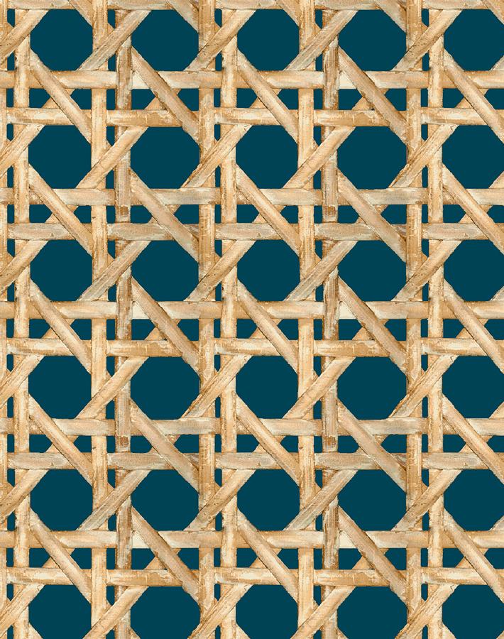 Wallshoppe Faux Caning Wallpaper in Indigo - Peel and Stick Removable Wallpaper for Bedroom, Living Room & Home Decor