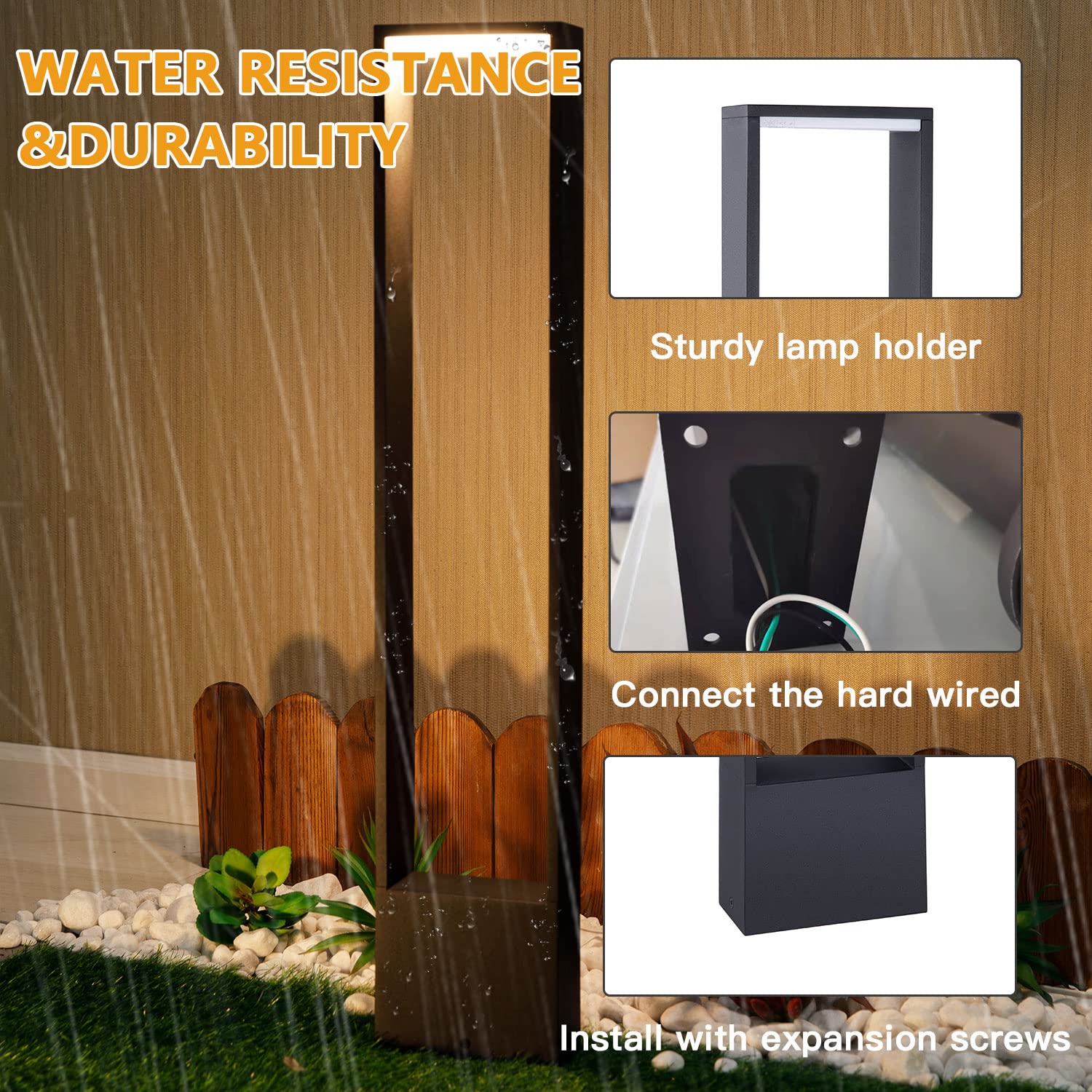 Modern European Design Outdoor LED Pathway Lights - 10W 700Lm IP54 Waterproof Black Aluminum Garden Lighting for Walkway, Patio, Lawn - Perfect for Landscape Decoration & Nighttime Safety